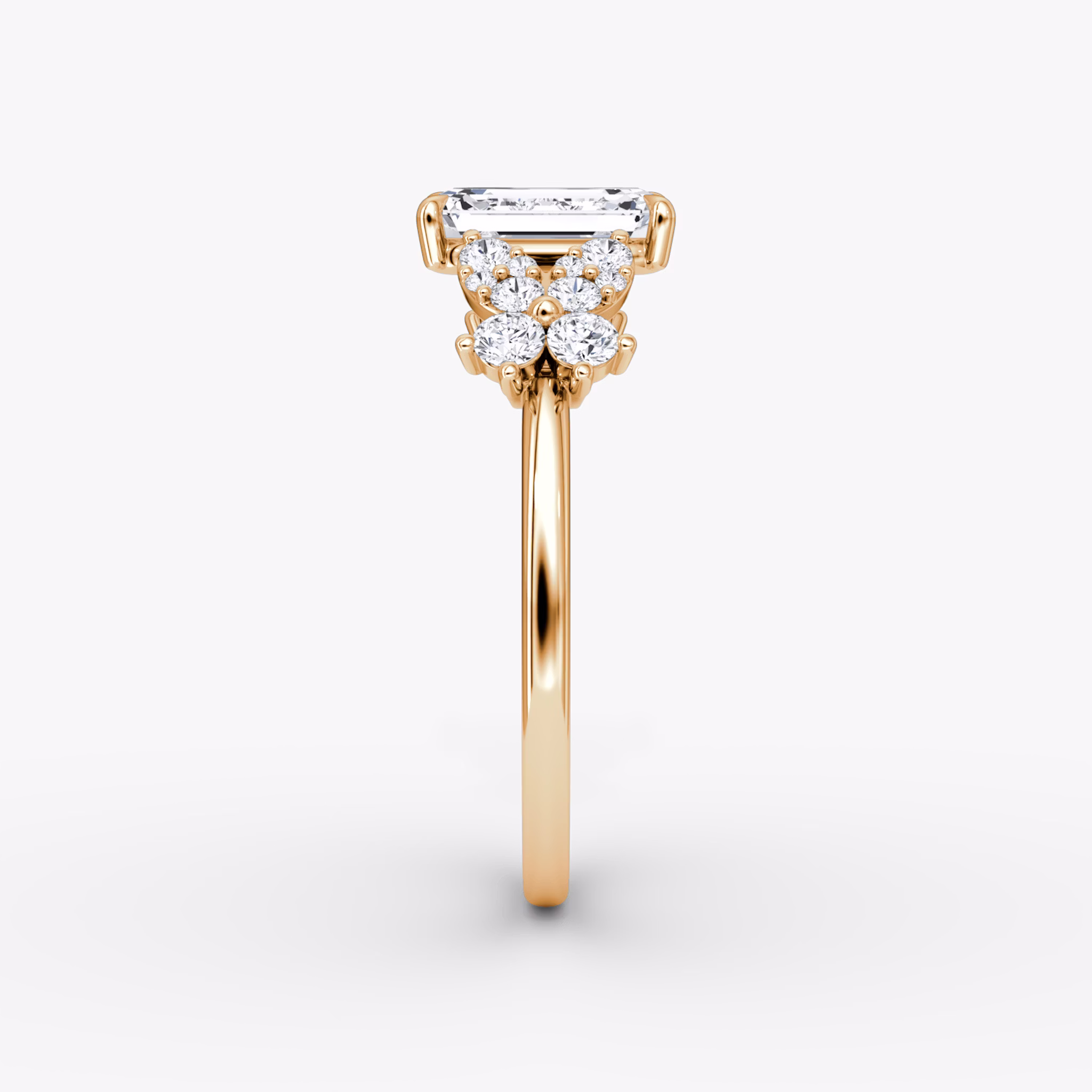 The Signature Floral | Emerald | 14k | Rose Gold | bandAccent: Plain | diamondOrientation: vertical | caratWeight: other