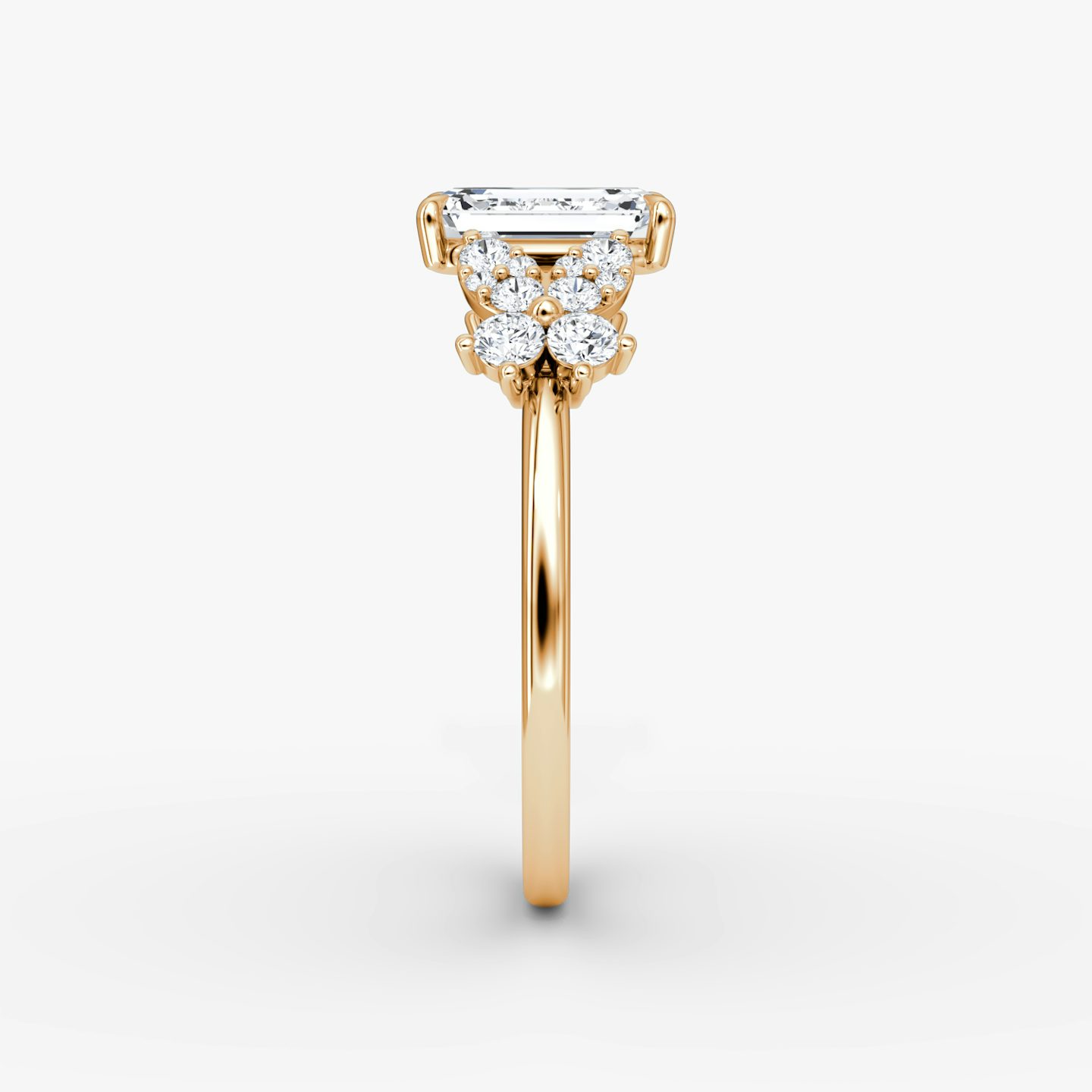 The Signature Floral  | Emerald | 14k | Rose Gold | bandAccent: Plain | diamondOrientation: vertical | caratWeight: other