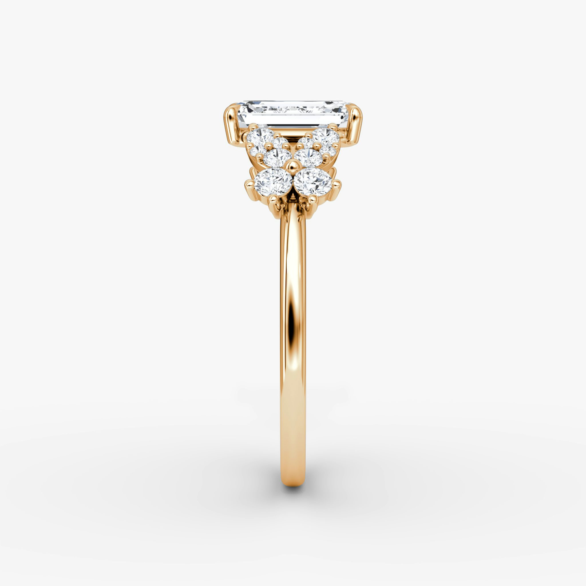 The Signature Floral | Emerald | 14k | Rose Gold | bandAccent: Plain | diamondOrientation: vertical | caratWeight: other