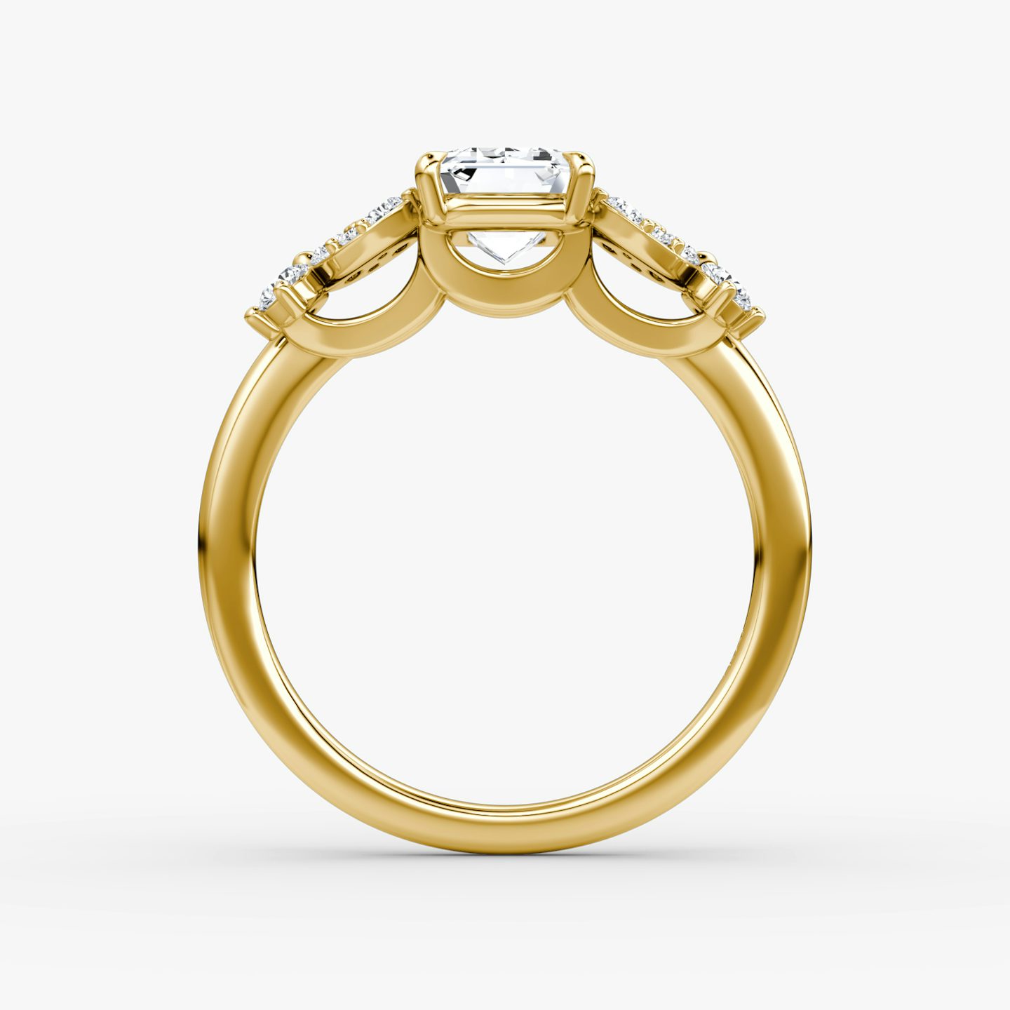 Anillo de compromiso Solitario Signature Floral  | Esmeralda | 18k | Oro amarillo | bandAccent: Simple | diamondOrientation: vertical | caratWeight: other