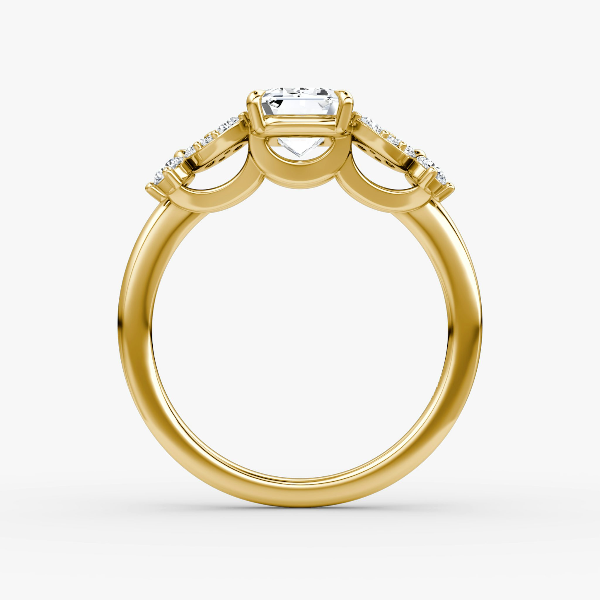 The Signature Floral | Emerald | 18k | Yellow Gold | bandAccent: Plain | diamondOrientation: vertical | caratWeight: other