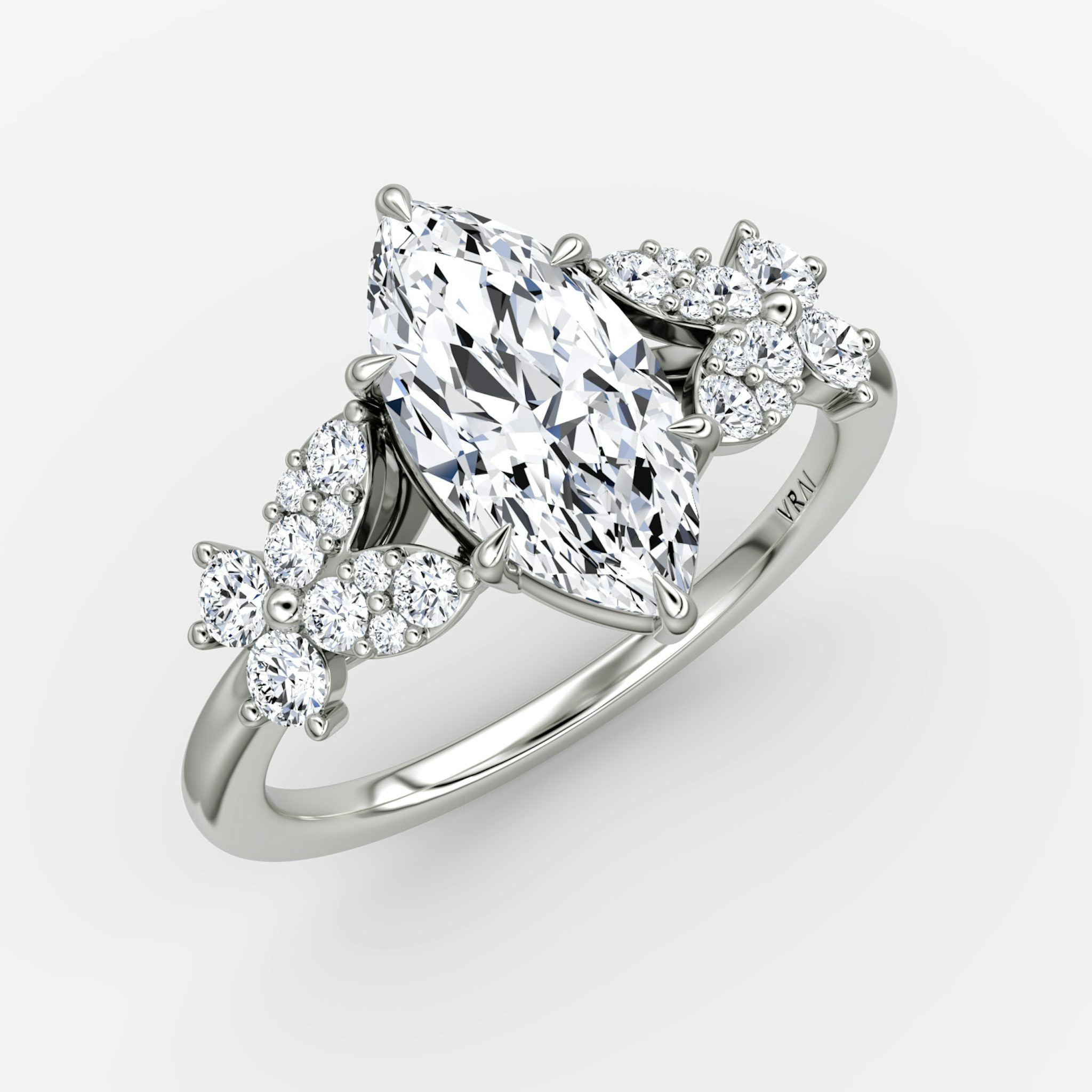 The Signature Floral | Marquise | 18k | White Gold | bandAccent: Plain | diamondOrientation: vertical | caratWeight: other