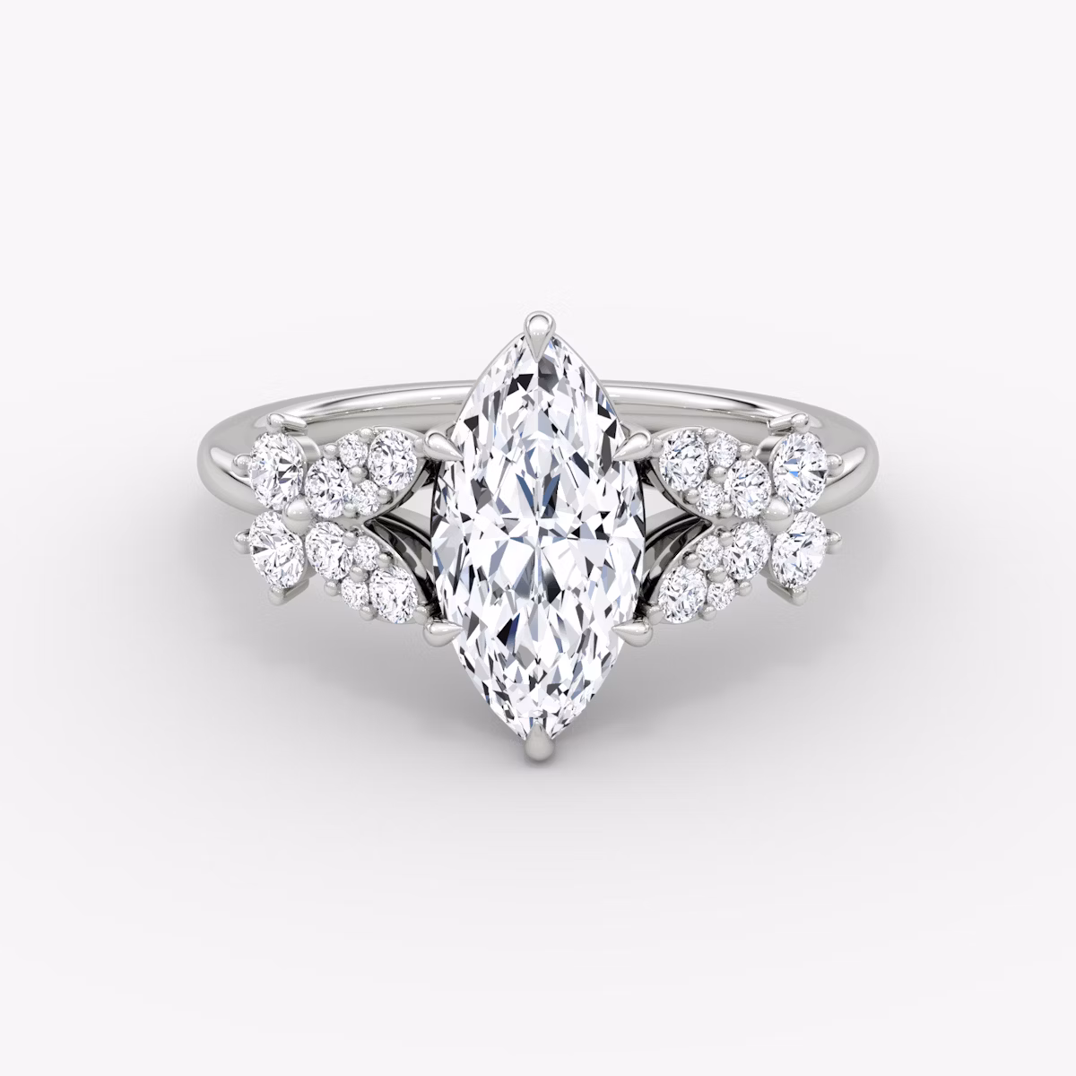The Signature Floral | Marquise | Platinum | bandAccent: Plain | diamondOrientation: vertical | caratWeight: other