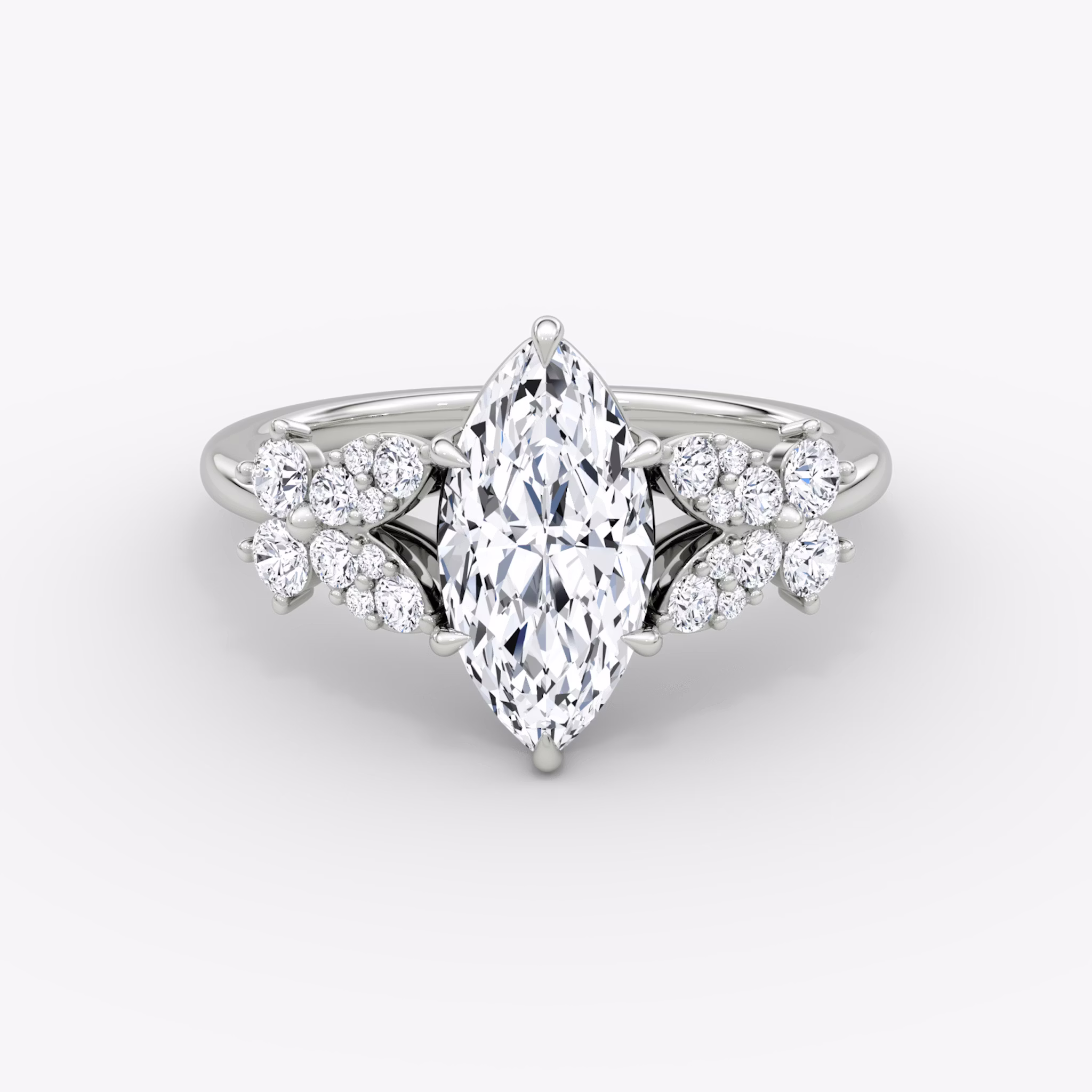 The Signature Floral | Marquise | 18k | White Gold | bandAccent: Plain | diamondOrientation: vertical | caratWeight: other