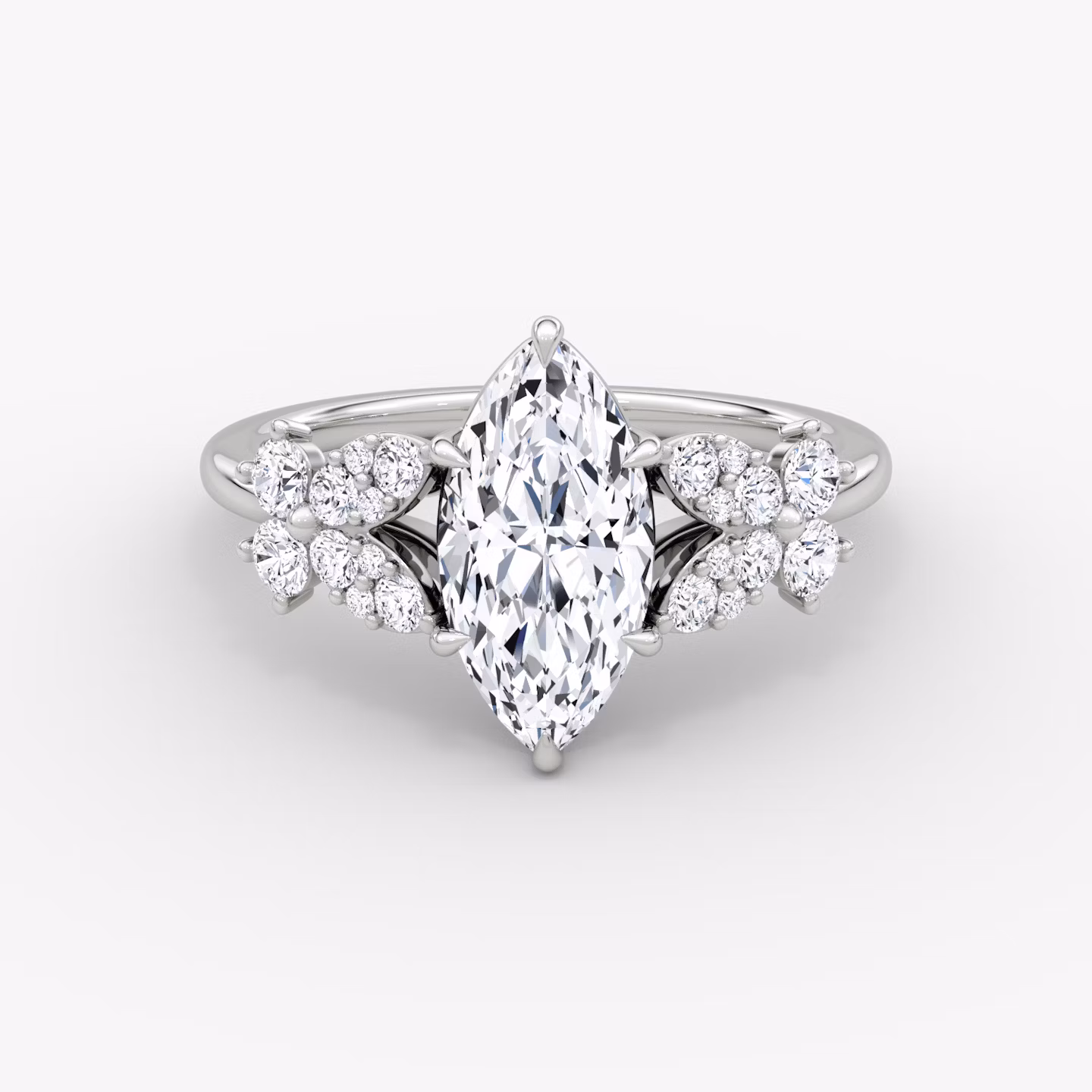 The Signature Floral  | Marquise | 18k | White Gold | bandAccent: Plain | diamondOrientation: vertical | caratWeight: other