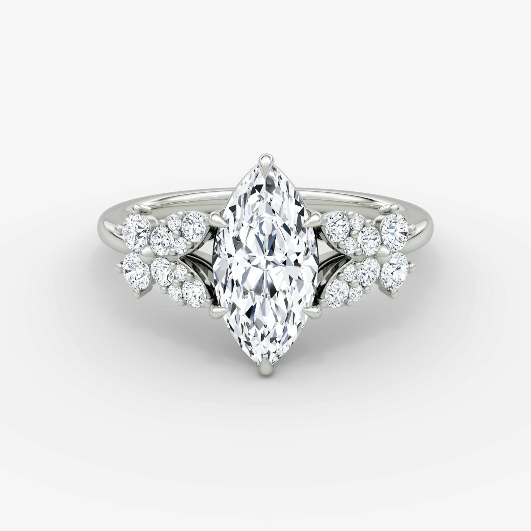 The Signature Floral | Marquise | 18k | White Gold | bandAccent: Plain | diamondOrientation: vertical | caratWeight: other