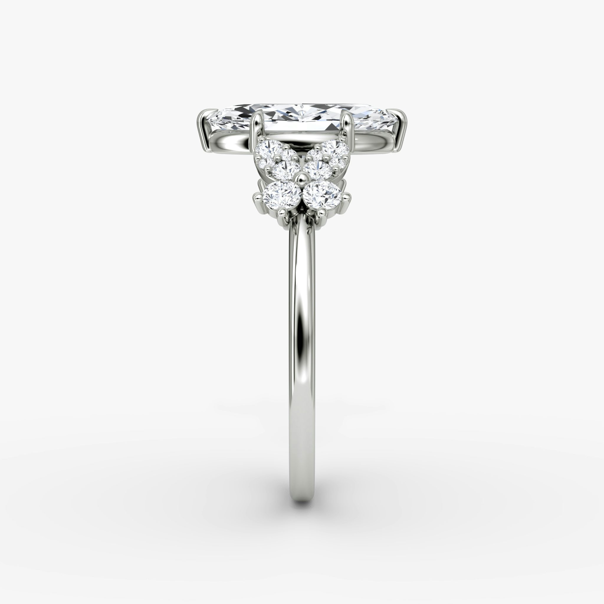 The Signature Floral | Marquise | 18k | White Gold | bandAccent: Plain | diamondOrientation: vertical | caratWeight: other