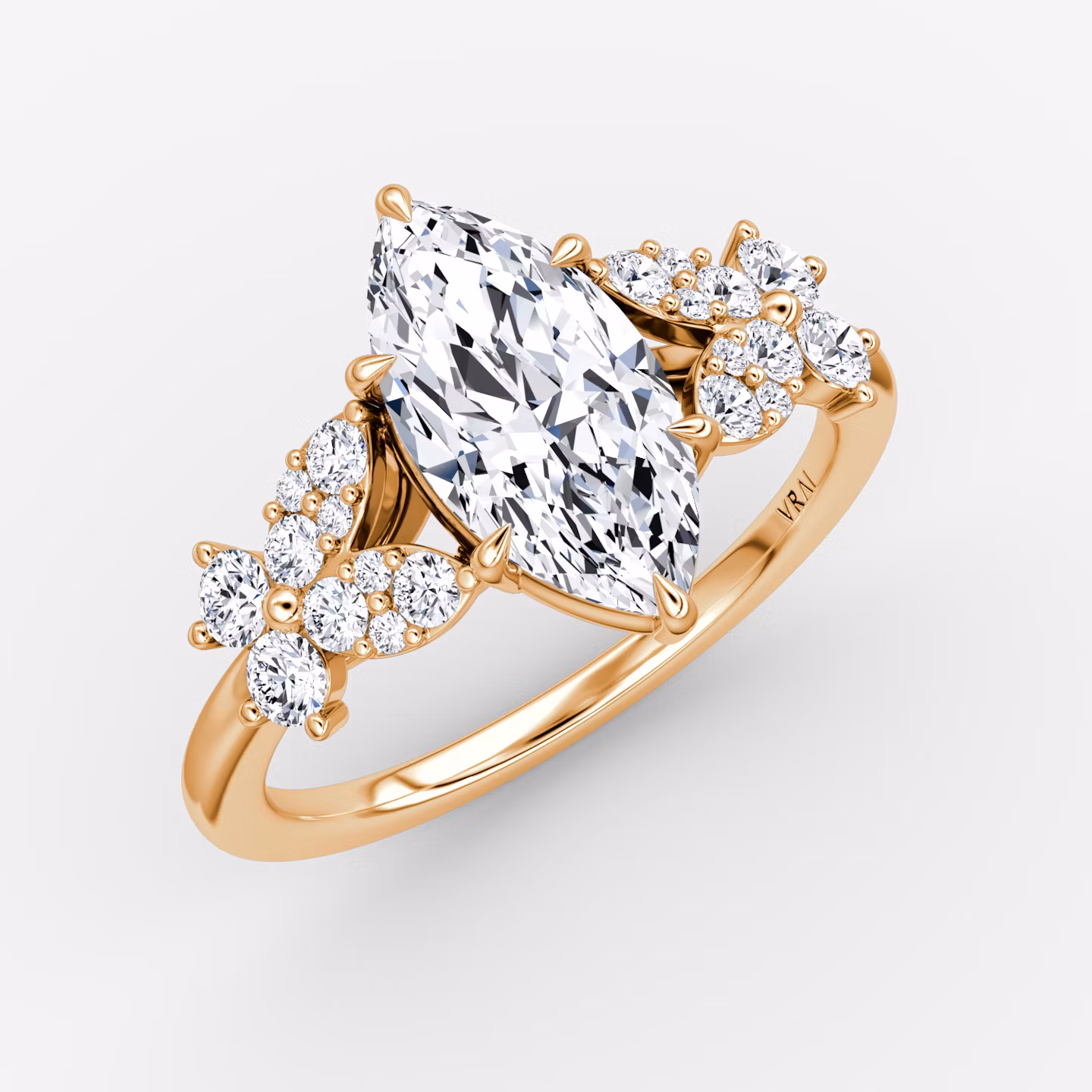 The Signature Floral  | Marquise | 14k | Rose Gold | bandAccent: Plain | diamondOrientation: vertical | caratWeight: other