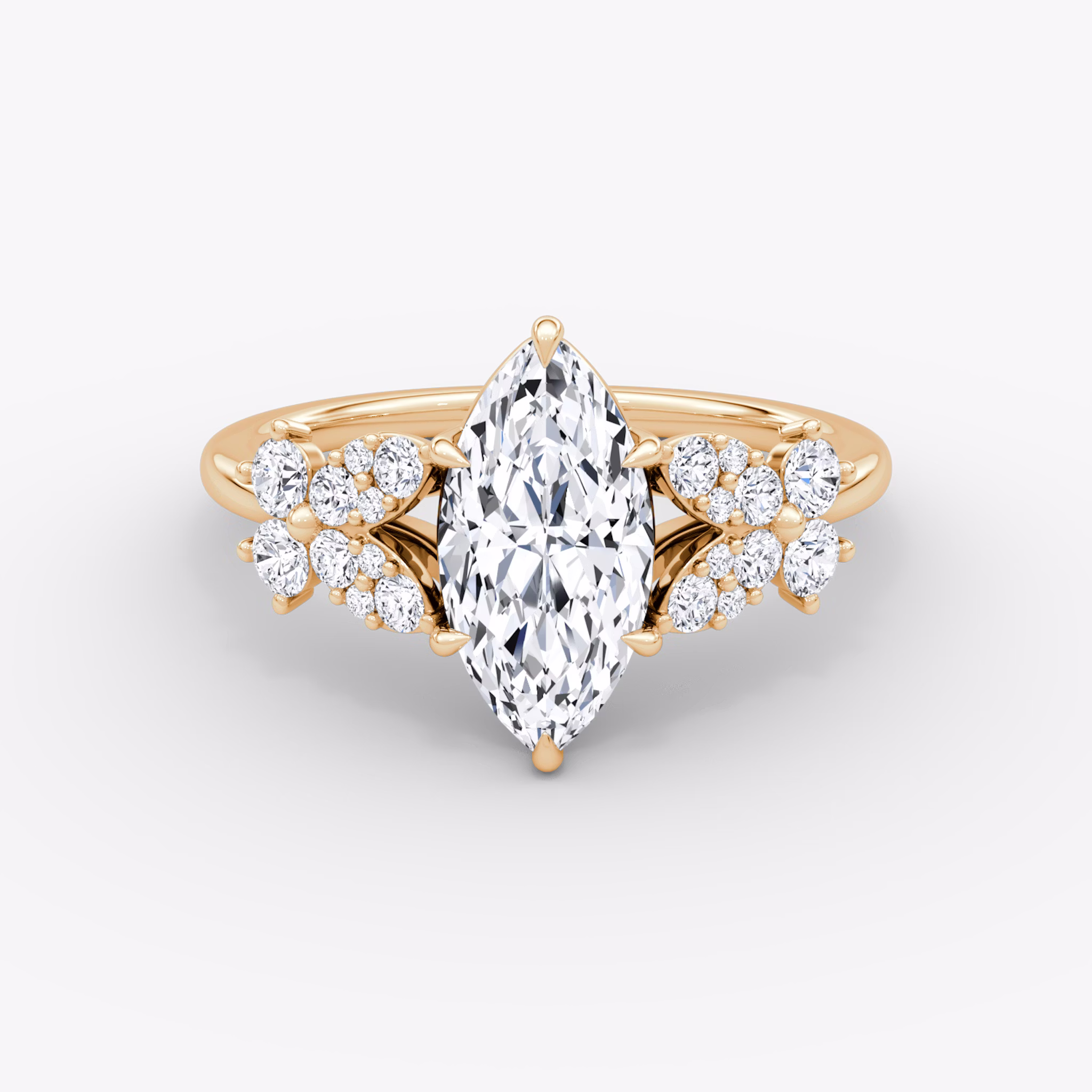 The Signature Floral | Marquise | 14k | Rose Gold | bandAccent: Plain | diamondOrientation: vertical | caratWeight: other