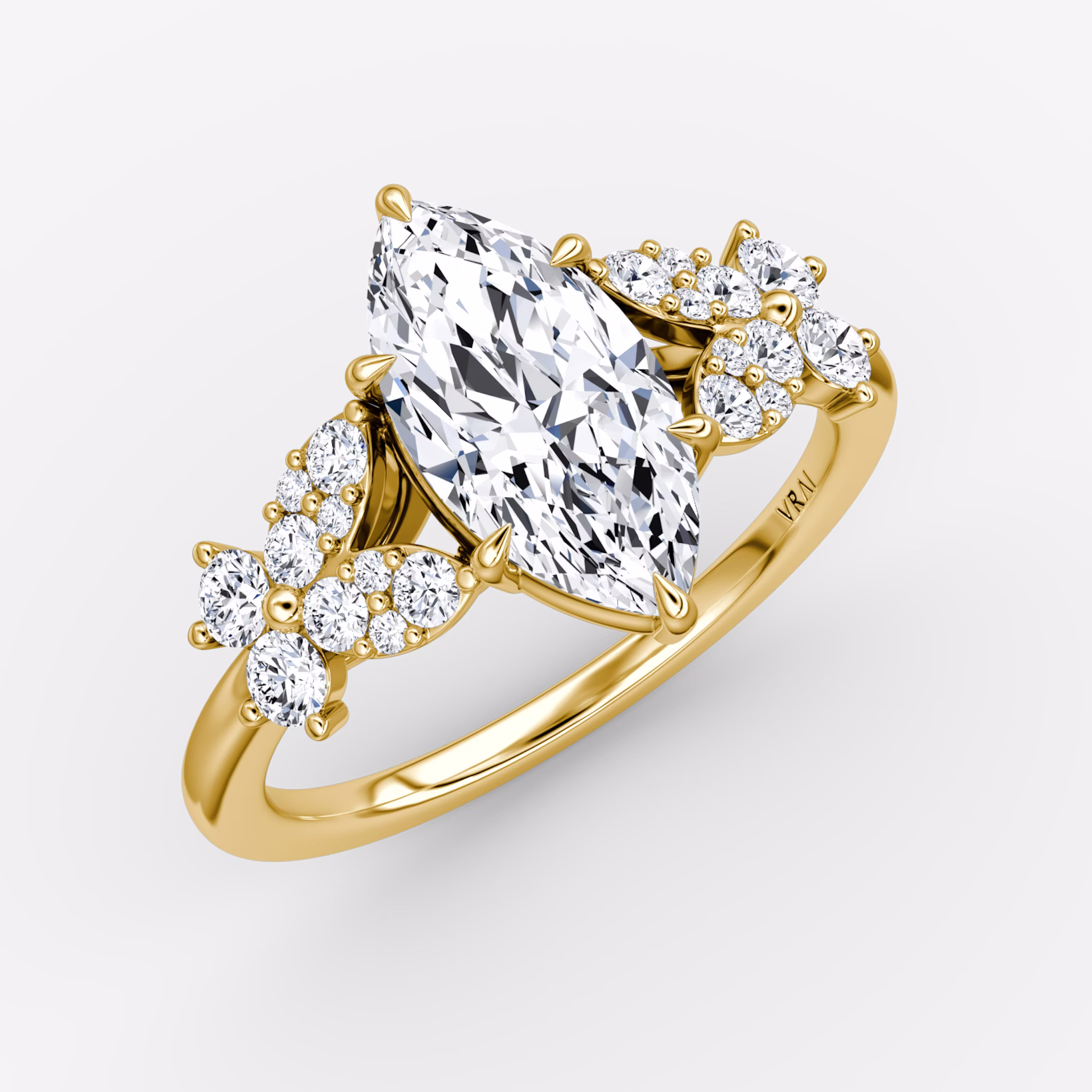 The Signature Floral | Marquise | 18k | Yellow Gold | bandAccent: Plain | diamondOrientation: vertical | caratWeight: other
