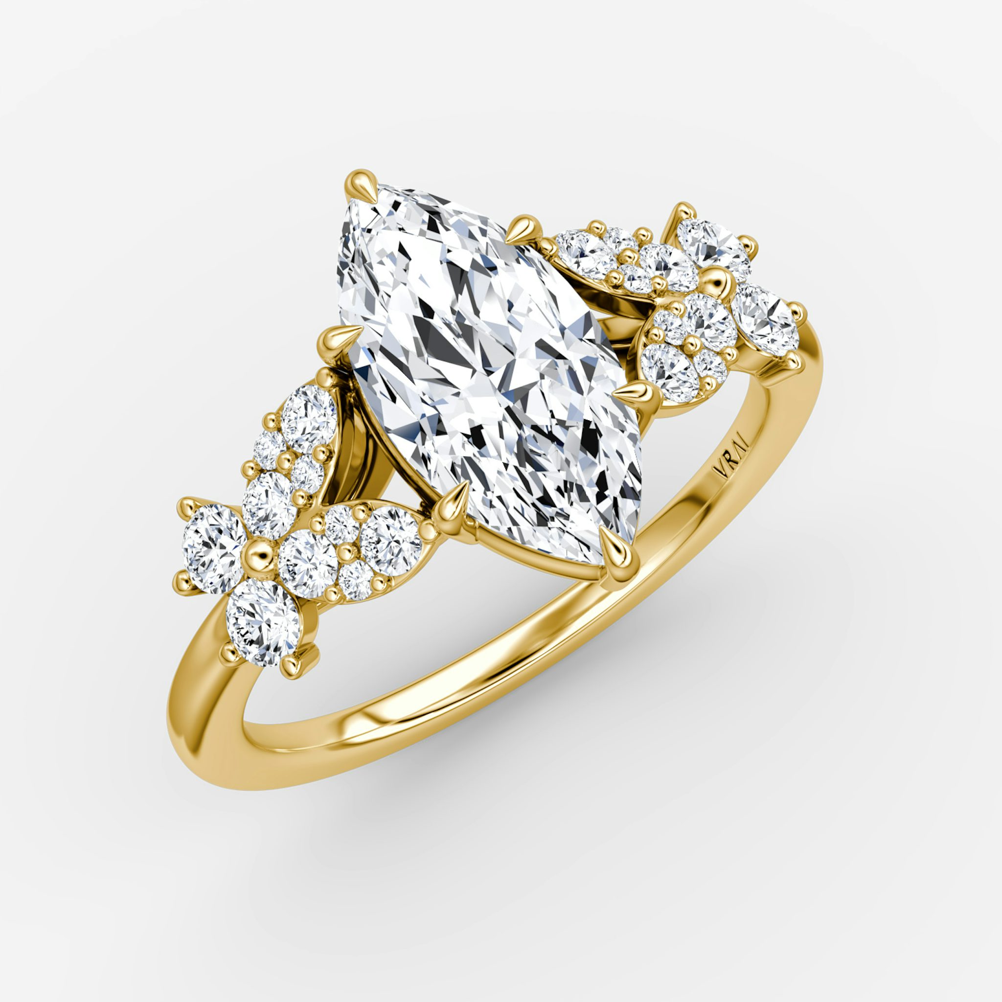 The Signature Floral | Marquise | 18k | Yellow Gold | bandAccent: Plain | diamondOrientation: vertical | caratWeight: other
