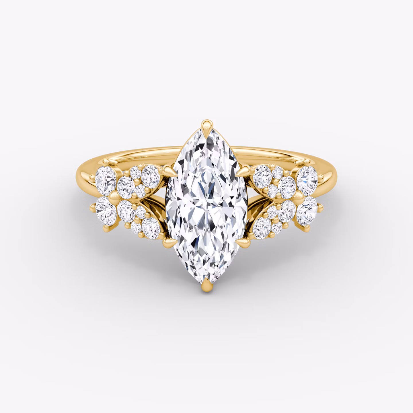 The Signature Floral  | Marquise | 18k | Yellow Gold | bandAccent: Plain | diamondOrientation: vertical | caratWeight: other