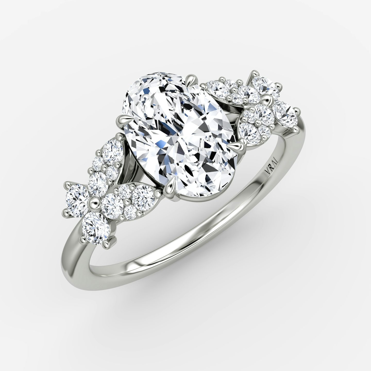 The Signature Floral  | Oval | Platinum | bandAccent: Plain | diamondOrientation: vertical | caratWeight: other