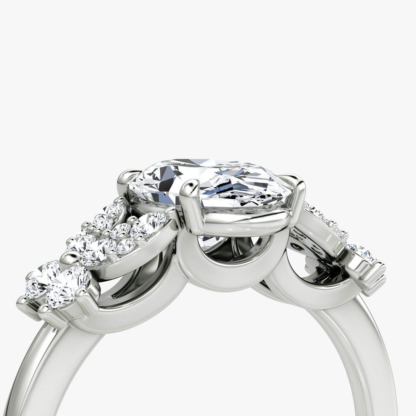 The Signature Floral  | Oval | Platinum | bandAccent: Plain | diamondOrientation: vertical | caratWeight: other