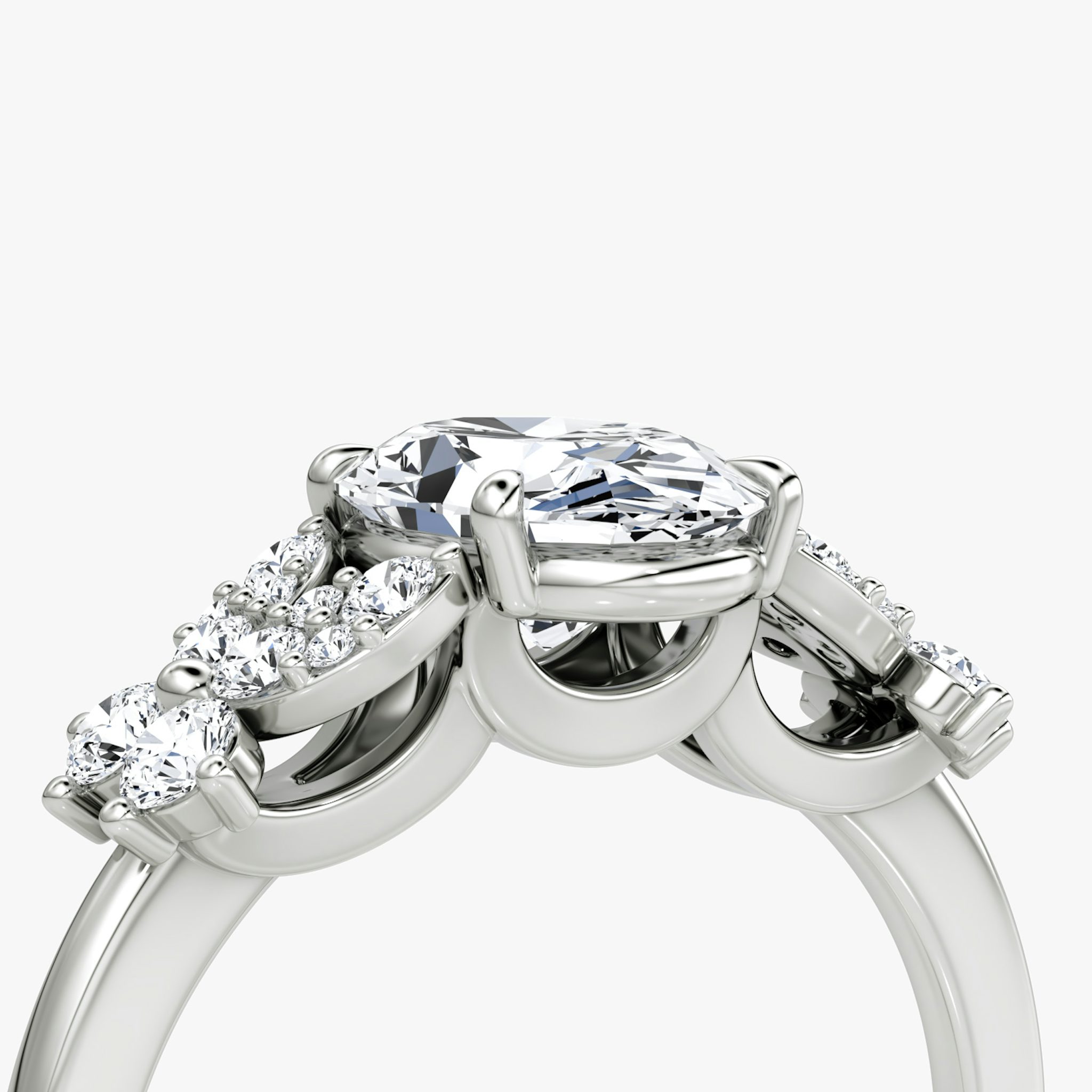 The Signature Floral | Oval | 18k | White Gold | bandAccent: Plain | diamondOrientation: vertical | caratWeight: other