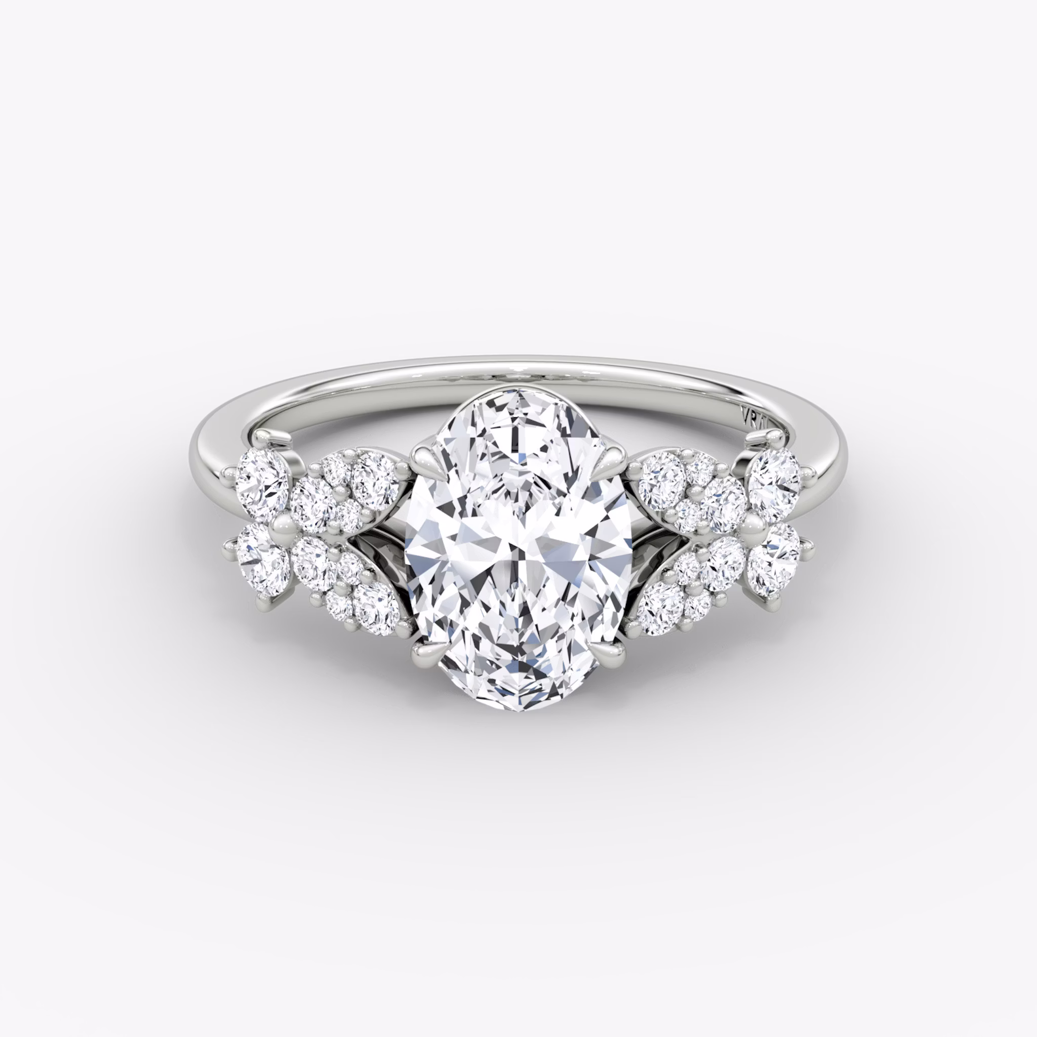 The Signature Floral | Oval | 18k | White Gold | bandAccent: Plain | diamondOrientation: vertical | caratWeight: other