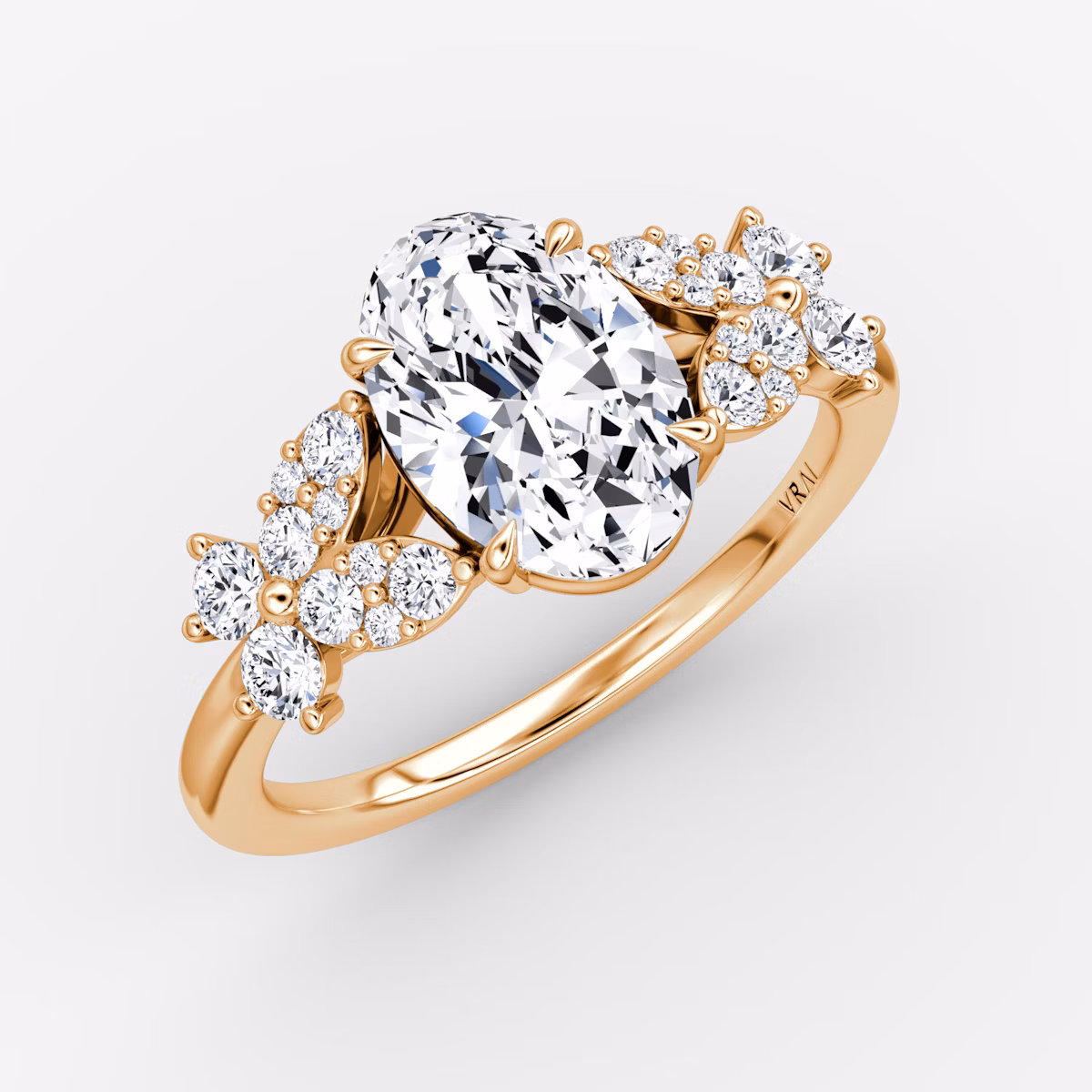 The Signature Floral | Oval | 14k | Rose Gold | bandAccent: Plain | diamondOrientation: vertical | caratWeight: other