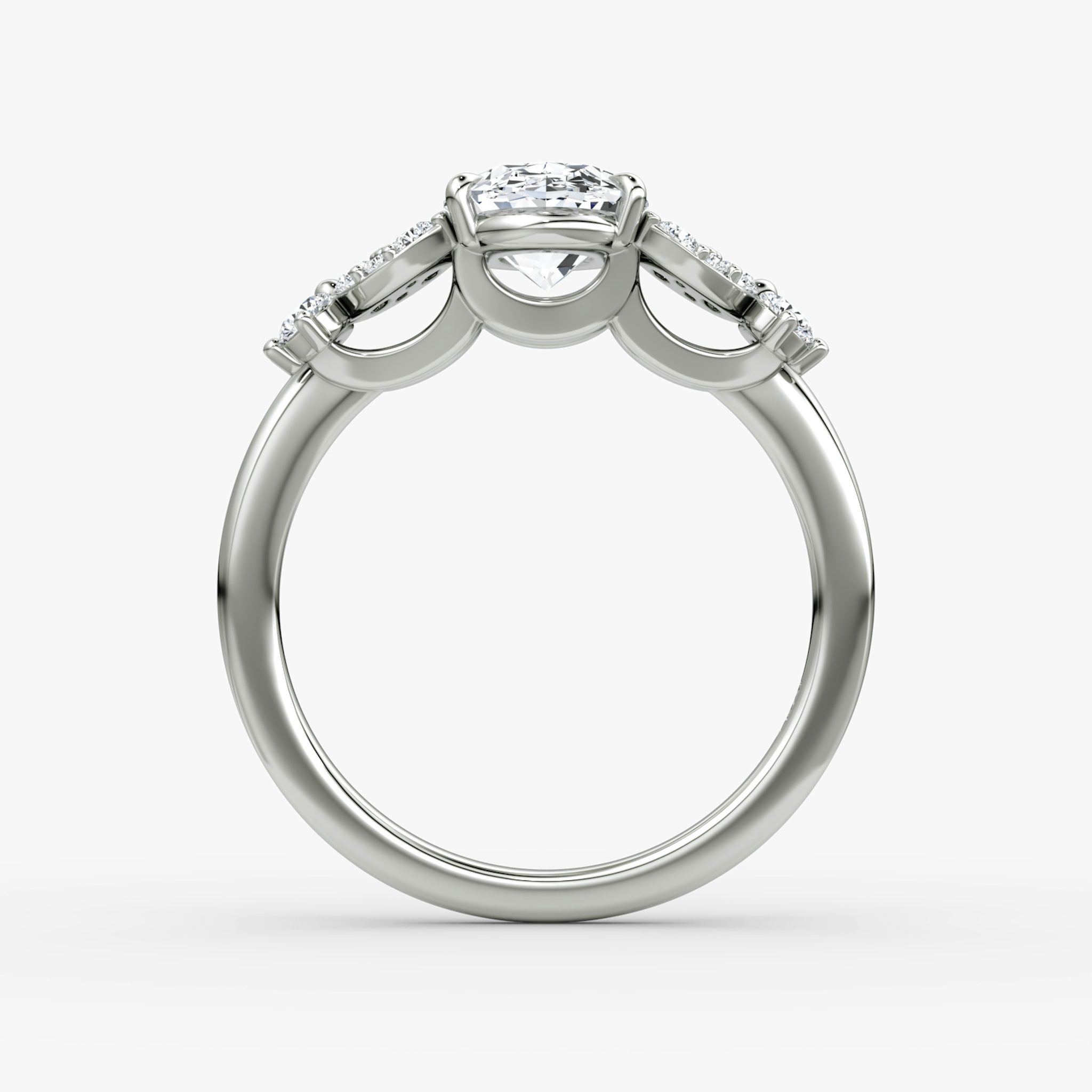 The Signature Floral | Oval | 18k | White Gold | bandAccent: Plain | diamondOrientation: vertical | caratWeight: other