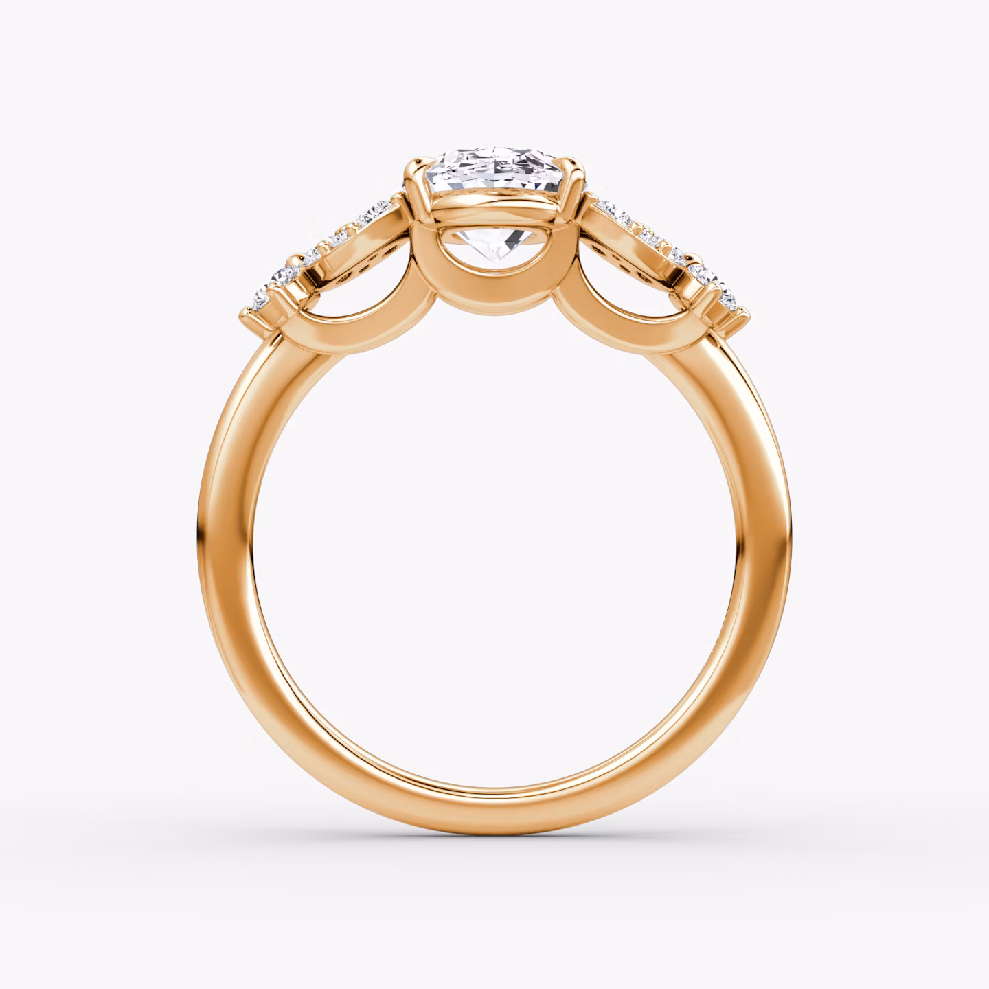 Bague de fiançailles Signature Floral | Ovale | 14k | Or rose | bandAccent: Simple | diamondOrientation: vertical | caratWeight: other