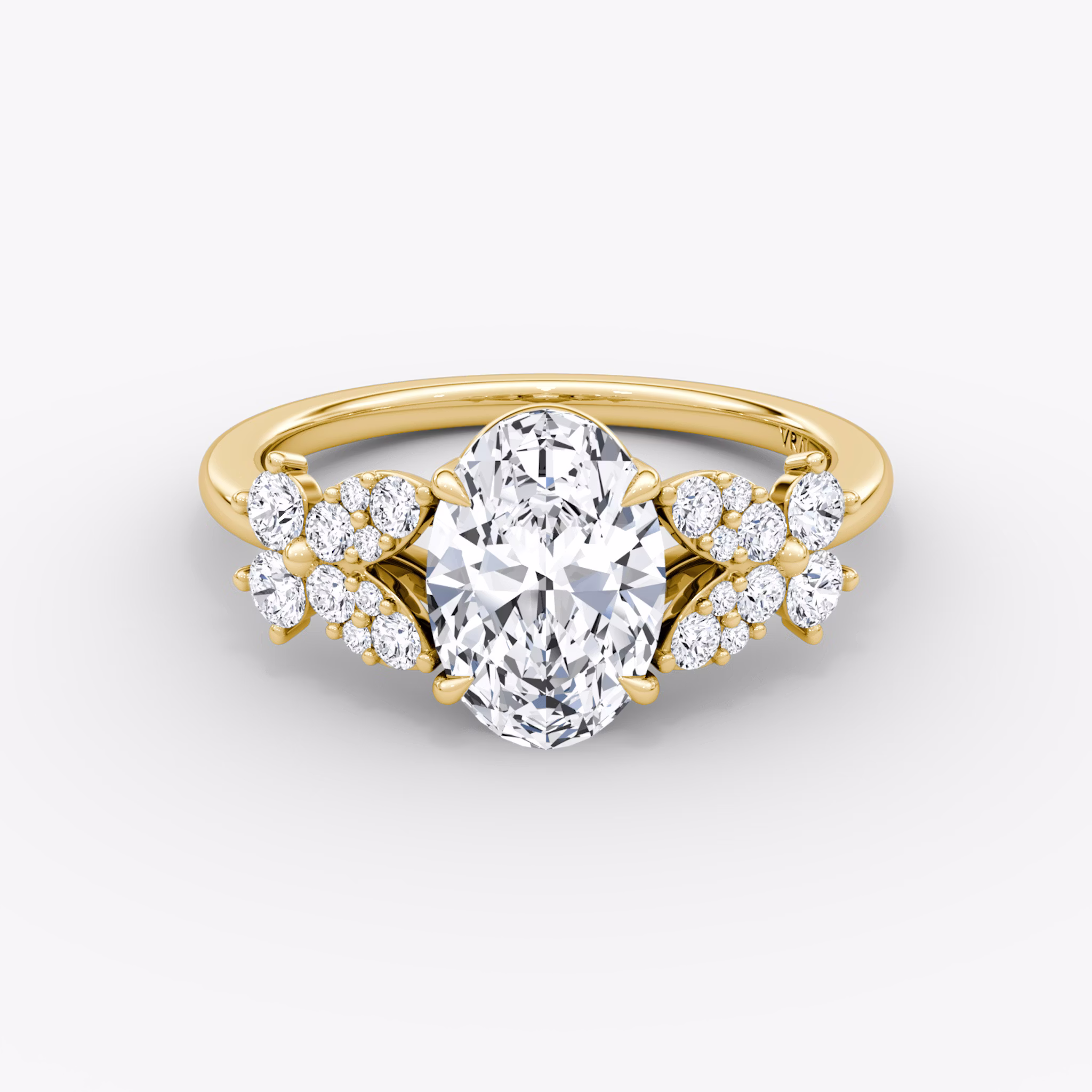 The Signature Floral | Oval | 18k | Yellow Gold | bandAccent: Plain | diamondOrientation: vertical | caratWeight: other