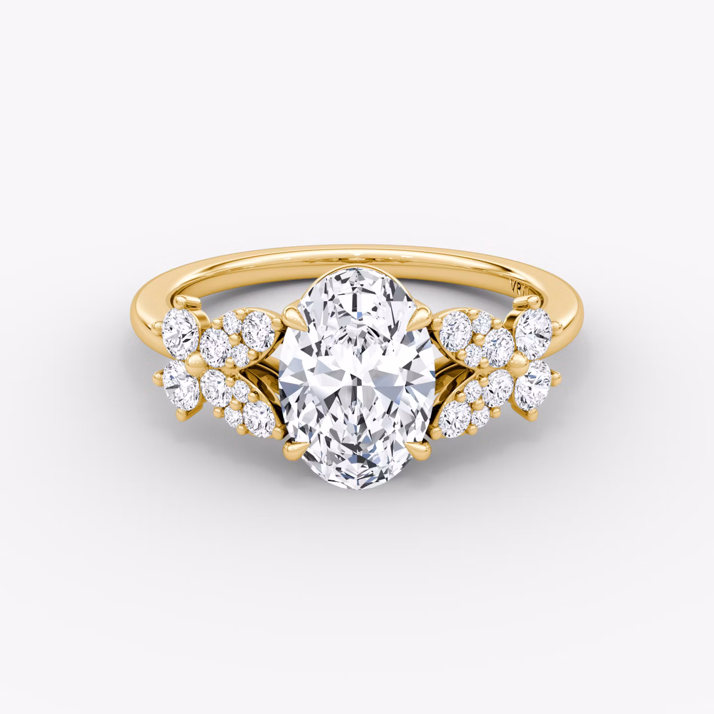 The Signature Floral  | Oval | 18k | Yellow Gold | bandAccent: Plain | diamondOrientation: vertical | caratWeight: other