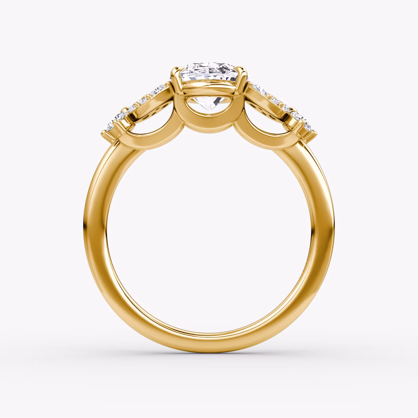 The Signature Floral  | Oval | 18k | Yellow Gold | bandAccent: Plain | diamondOrientation: vertical | caratWeight: other