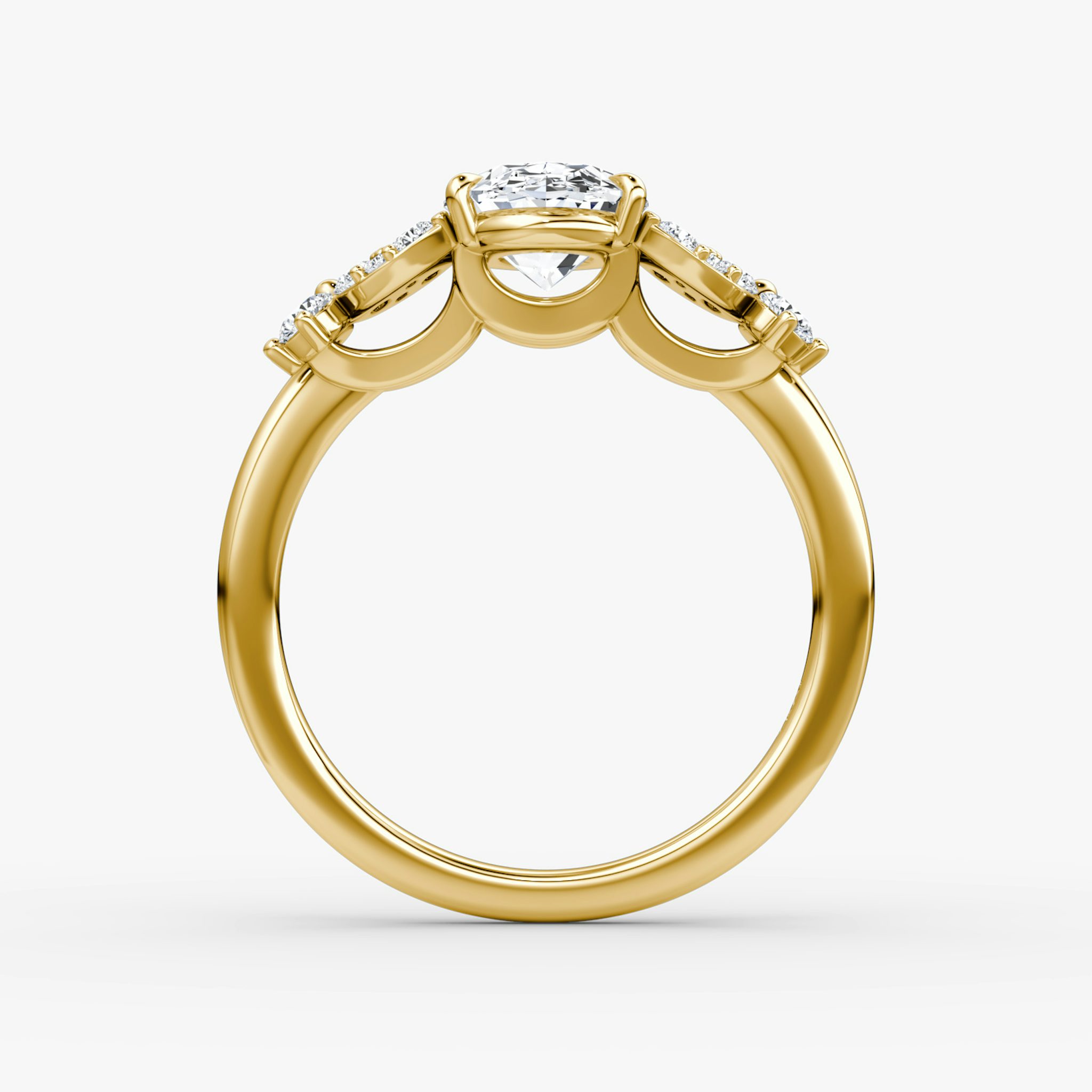 The Signature Floral | Oval | 18k | Yellow Gold | bandAccent: Plain | diamondOrientation: vertical | caratWeight: other