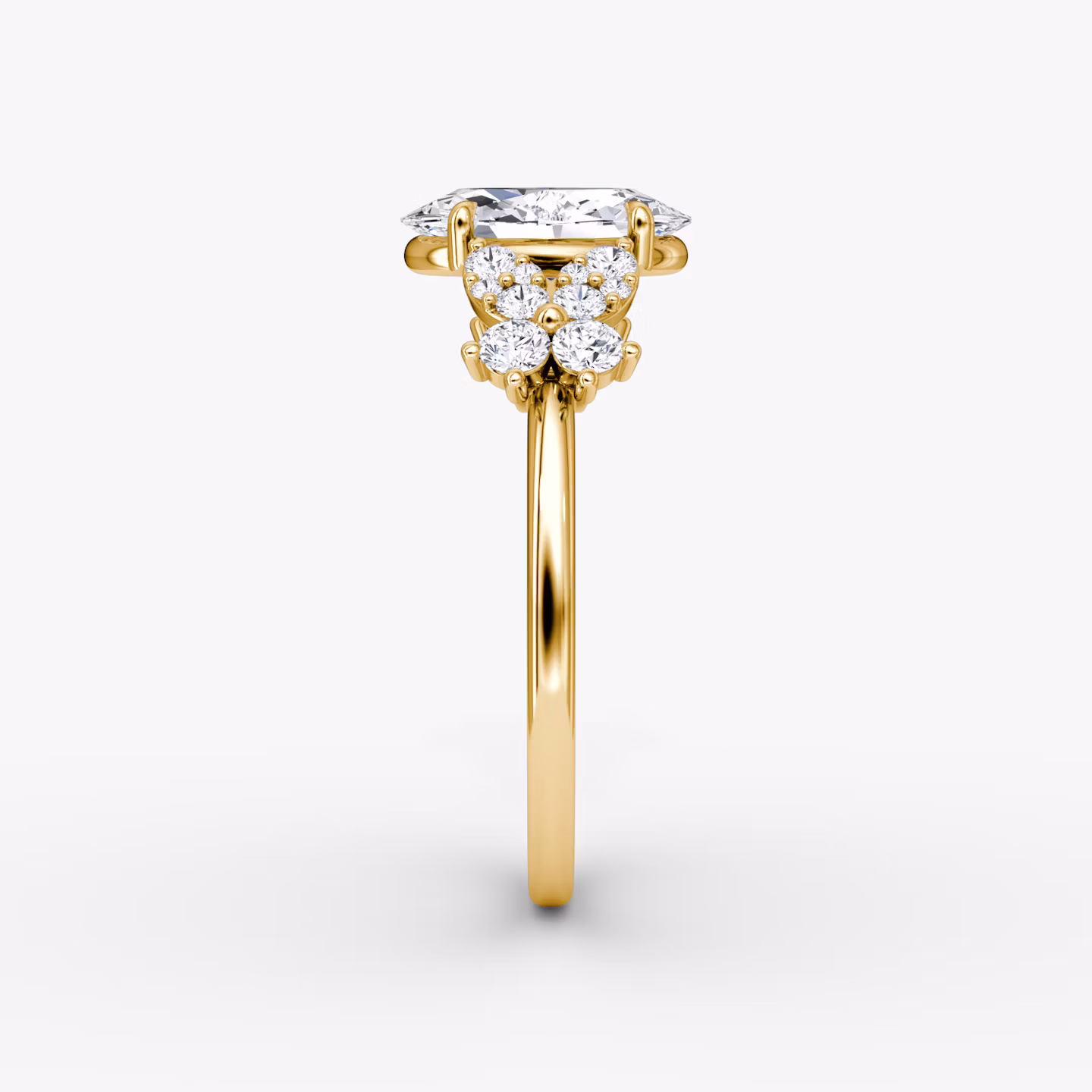 The Signature Floral  | Oval | 18k | Yellow Gold | bandAccent: Plain | diamondOrientation: vertical | caratWeight: other