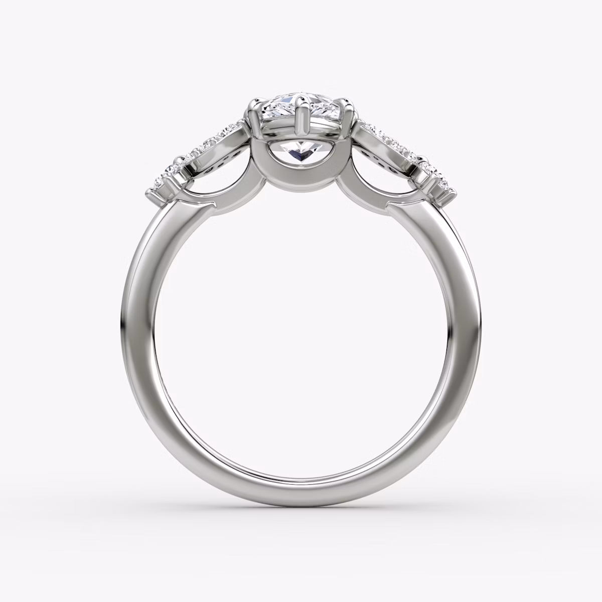 The Signature Floral | Pear | 18k | White Gold | bandAccent: Plain | diamondOrientation: vertical | caratWeight: other
