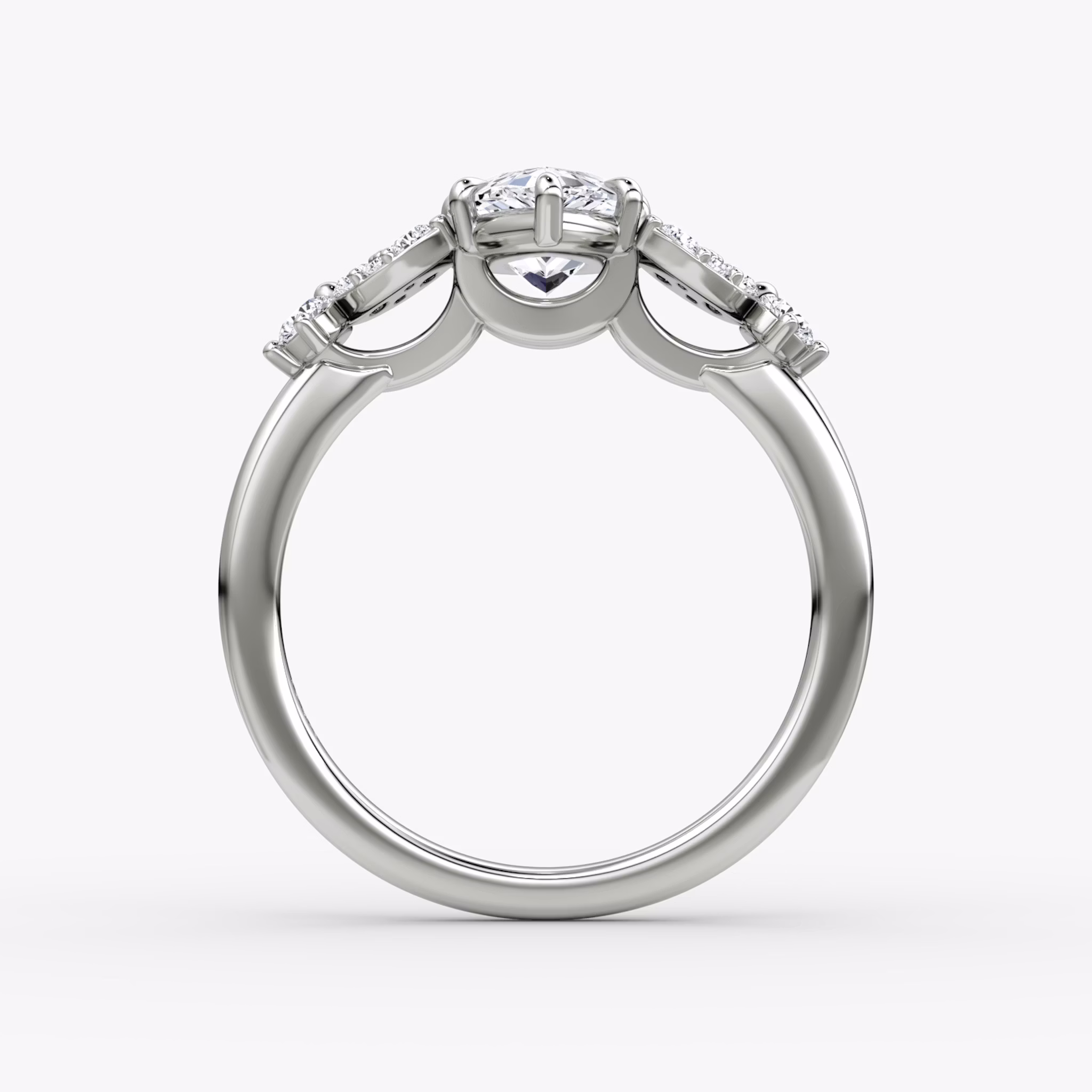 The Signature Floral | Pear | Platinum | bandAccent: Plain | diamondOrientation: vertical | caratWeight: other