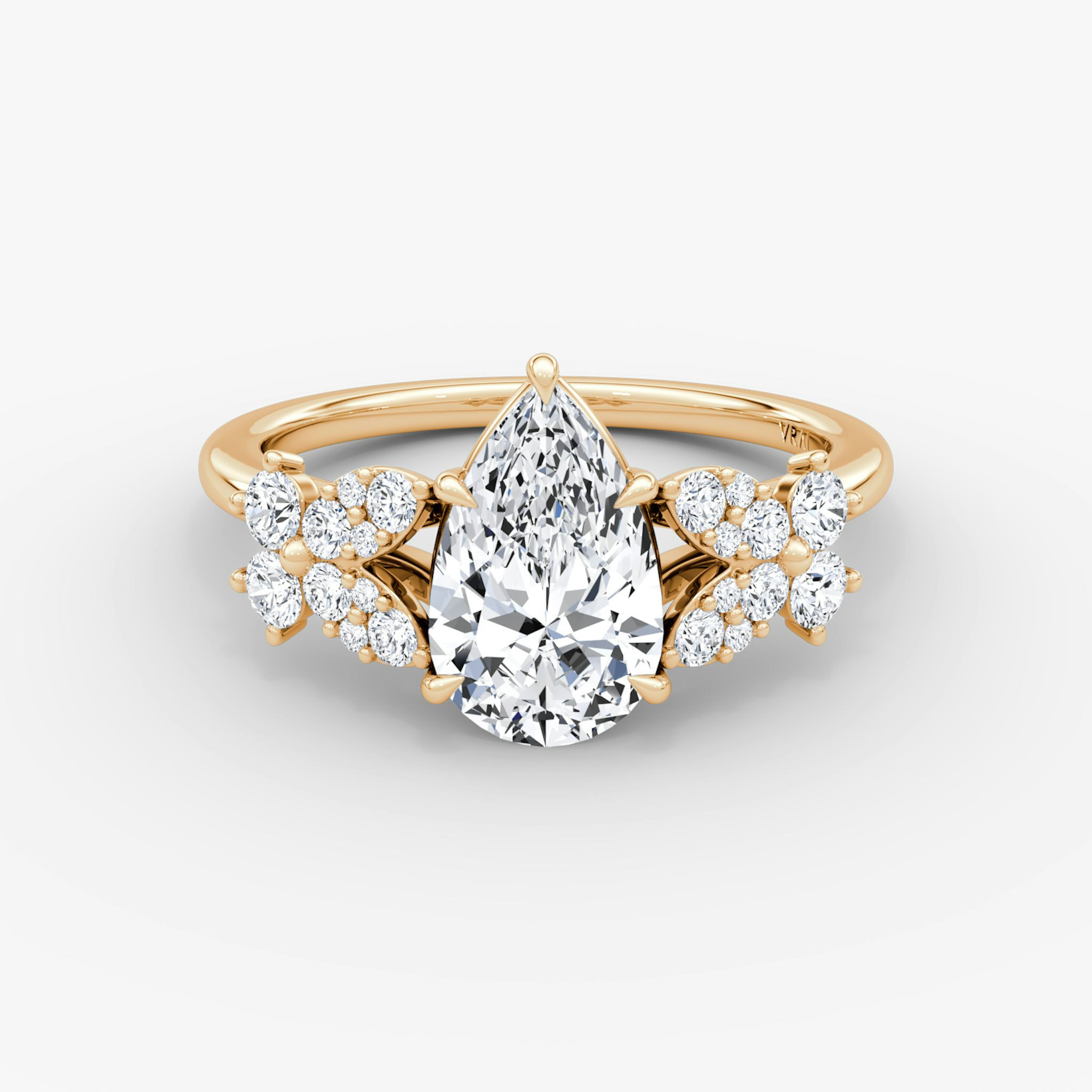 The Signature Floral | Pear | 14k | Rose Gold | bandAccent: Plain | diamondOrientation: vertical | caratWeight: other