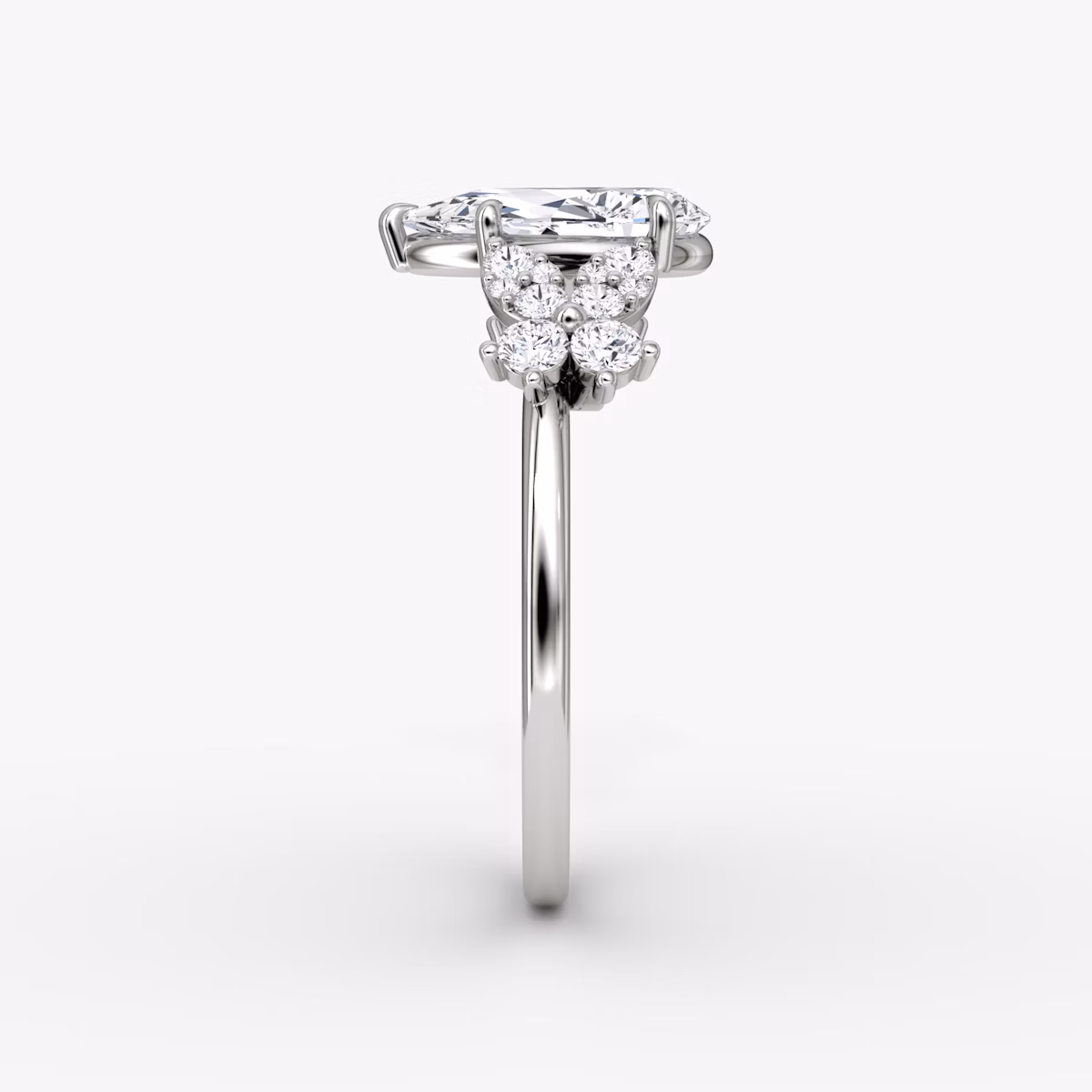The Signature Floral | Pear | 18k | White Gold | bandAccent: Plain | diamondOrientation: vertical | caratWeight: other