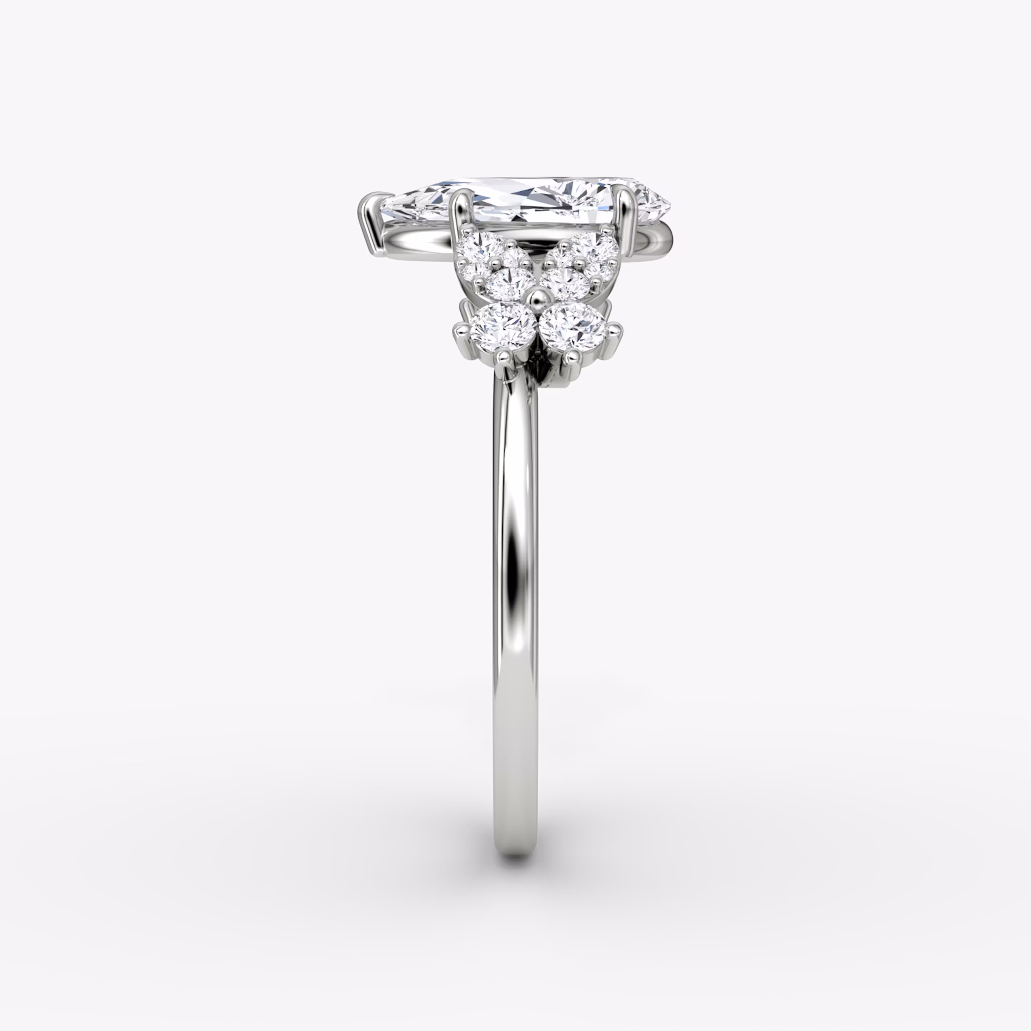 The Signature Floral | Pear | Platinum | bandAccent: Plain | diamondOrientation: vertical | caratWeight: other