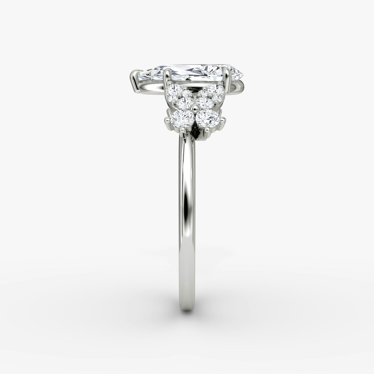The Signature Floral  | Pear | Platinum | bandAccent: Plain | diamondOrientation: vertical | caratWeight: other