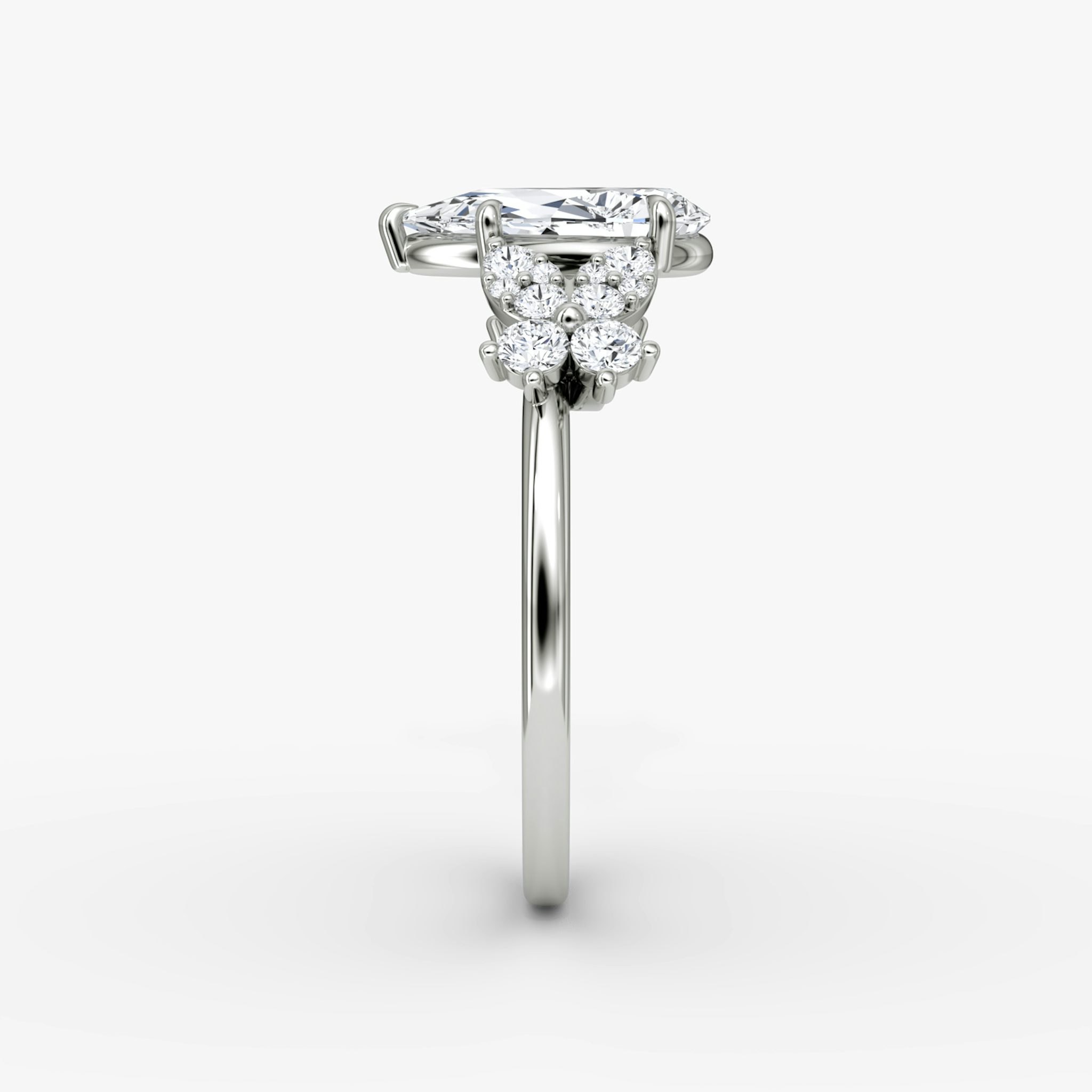 The Signature Floral | Pear | Platinum | bandAccent: Plain | diamondOrientation: vertical | caratWeight: other