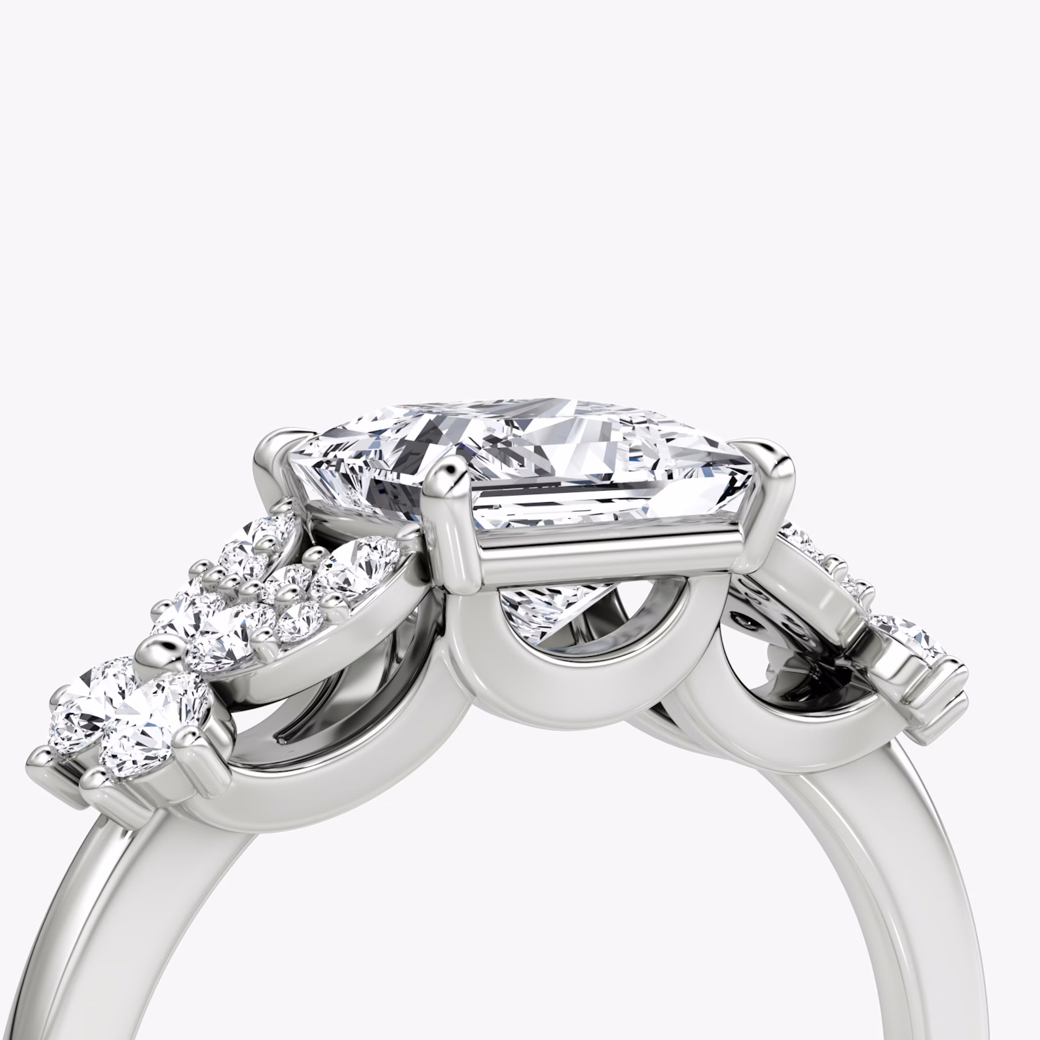 The Signature Floral | Princess | Platinum | bandAccent: Plain | diamondOrientation: vertical | caratWeight: other