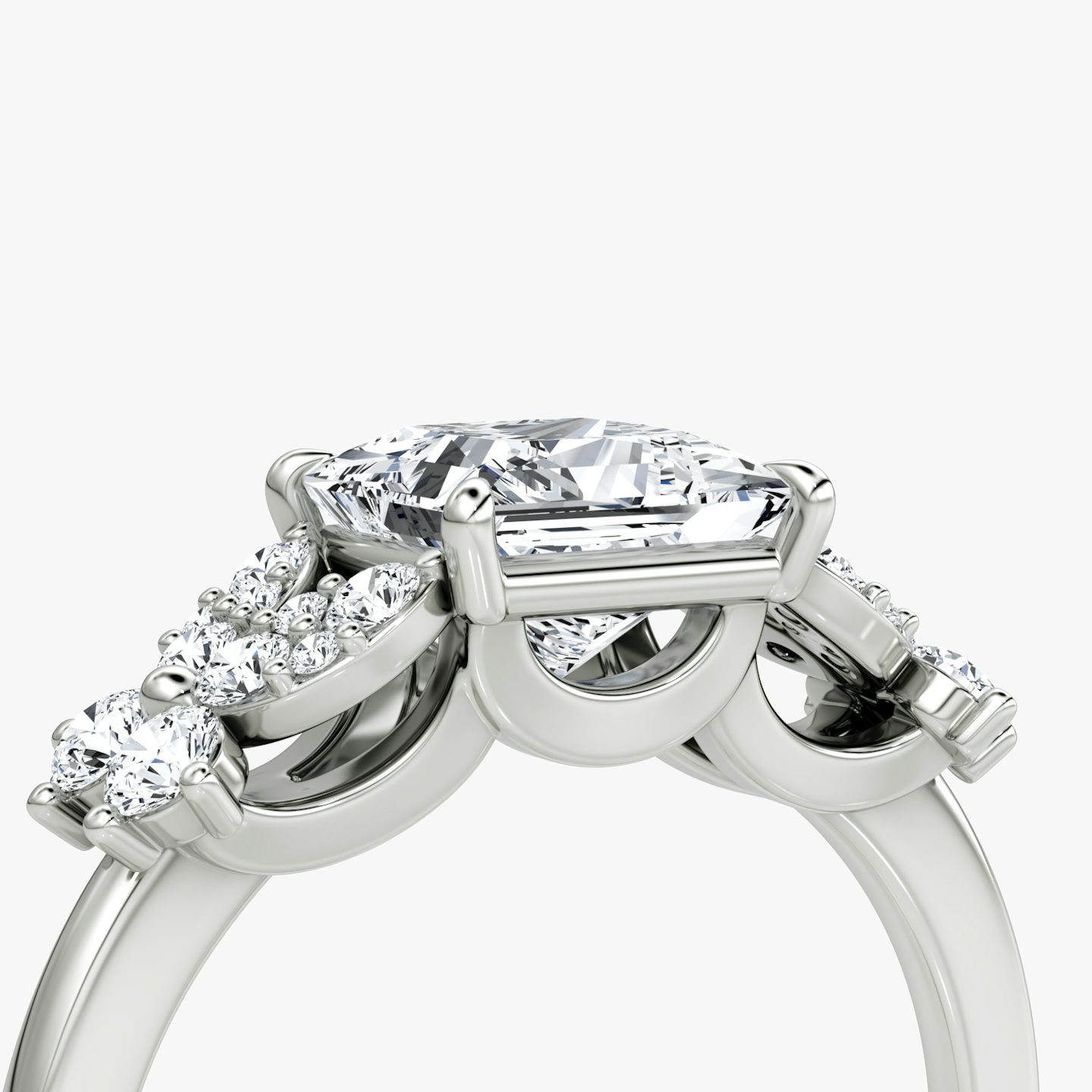 The Signature Floral  | Princess | 18k | White Gold | bandAccent: Plain | diamondOrientation: vertical | caratWeight: other