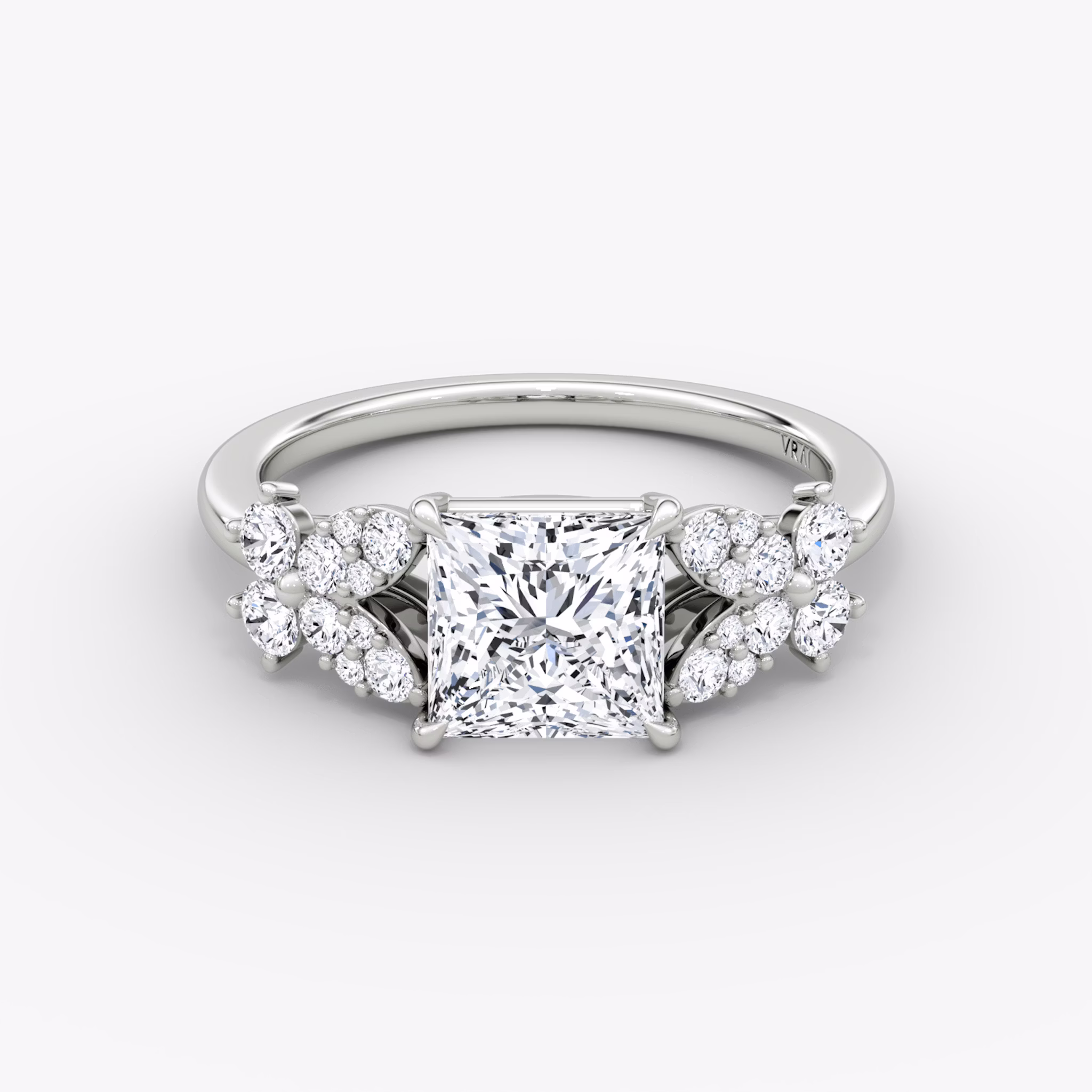 The Signature Floral | Princess | Platinum | bandAccent: Plain | diamondOrientation: vertical | caratWeight: other