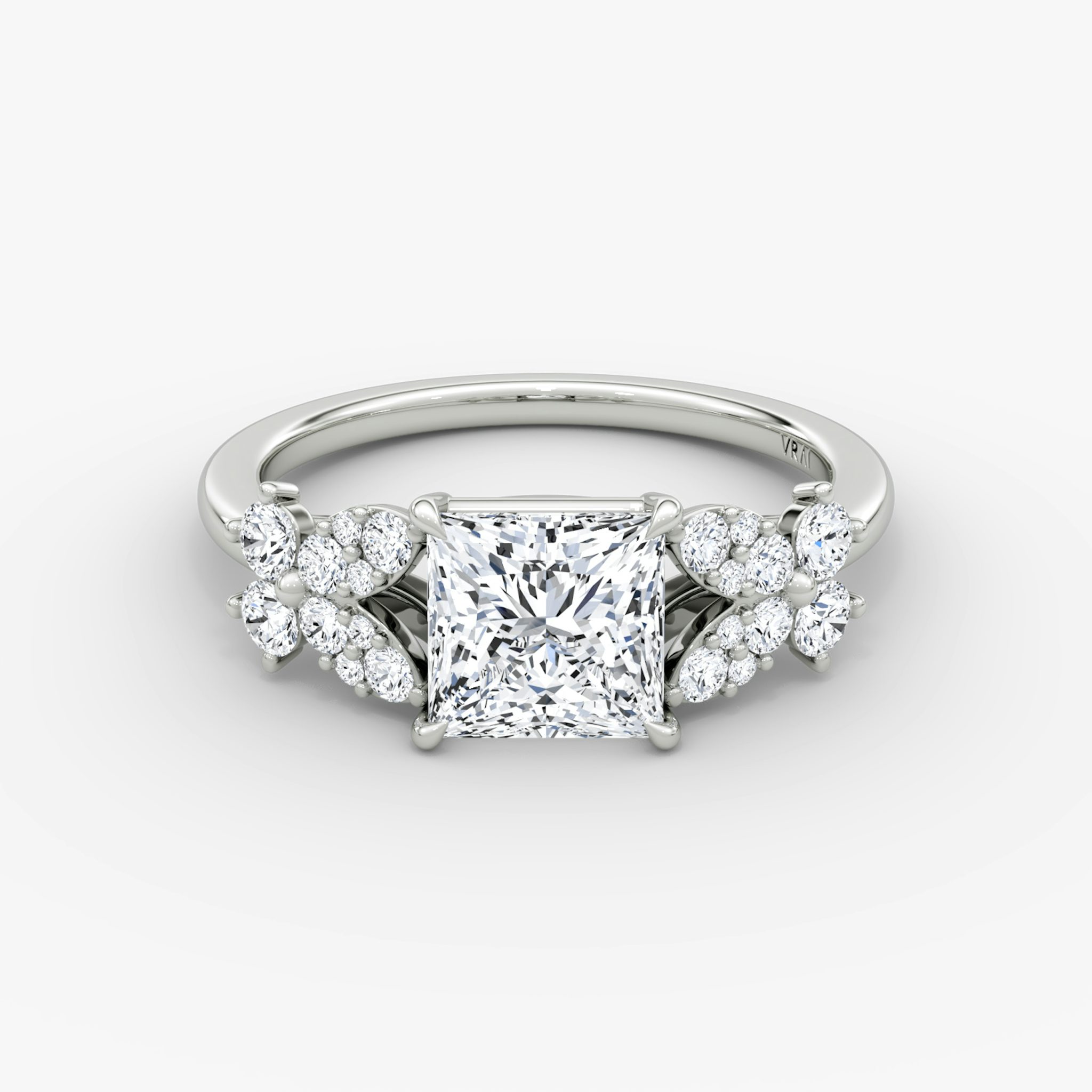 The Signature Floral | Princess | Platinum | bandAccent: Plain | diamondOrientation: vertical | caratWeight: other