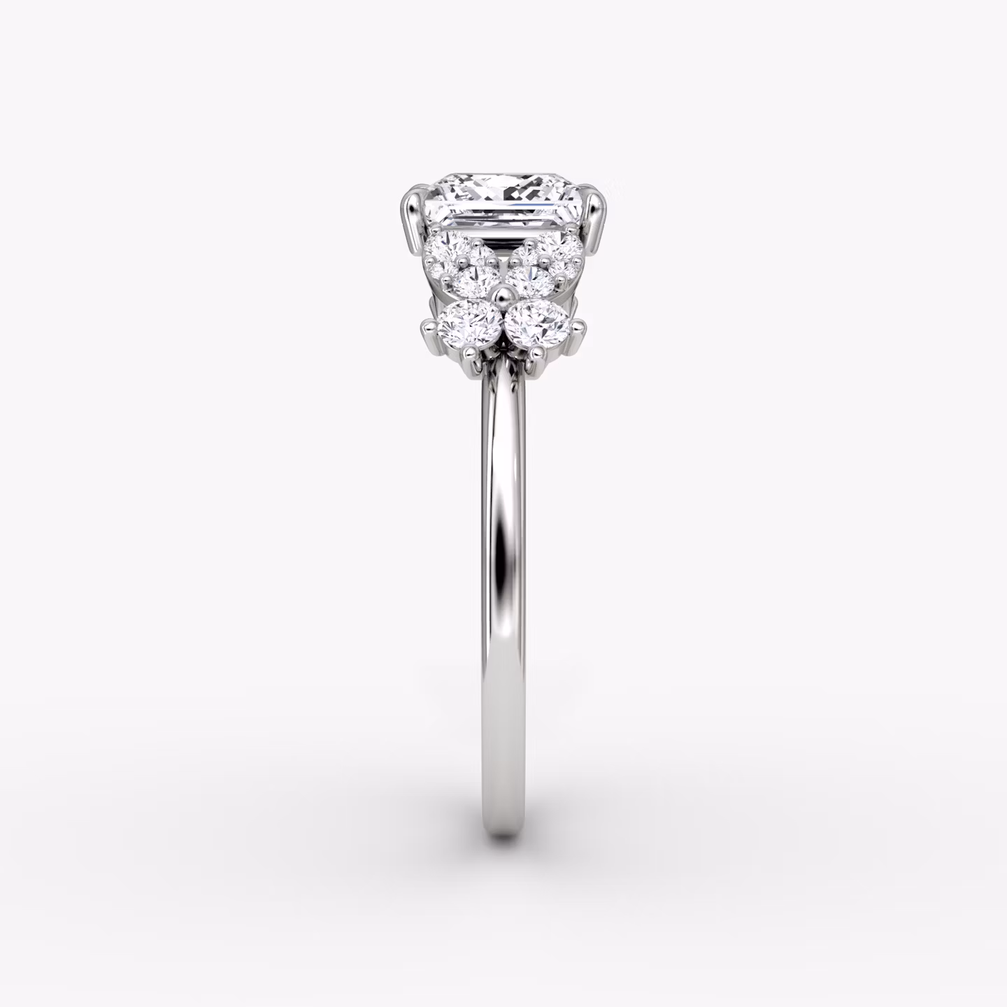 The Signature Floral  | Princess | 18k | White Gold | bandAccent: Plain | diamondOrientation: vertical | caratWeight: other