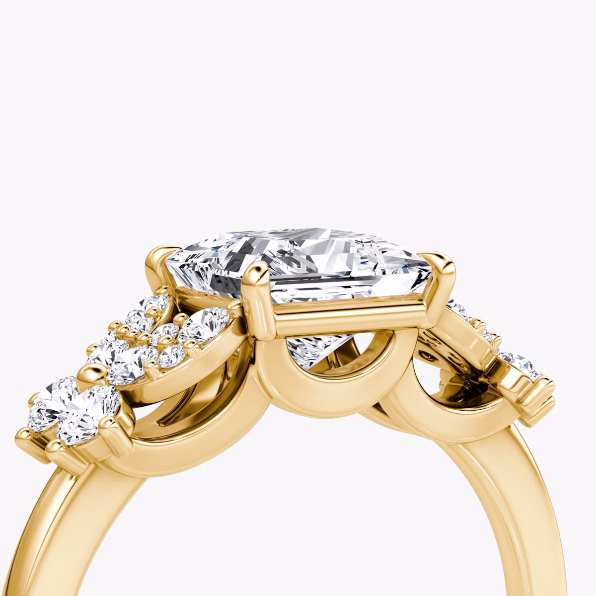 The Signature Floral | Princess | 18k | Yellow Gold | bandAccent: Plain | diamondOrientation: vertical | caratWeight: other