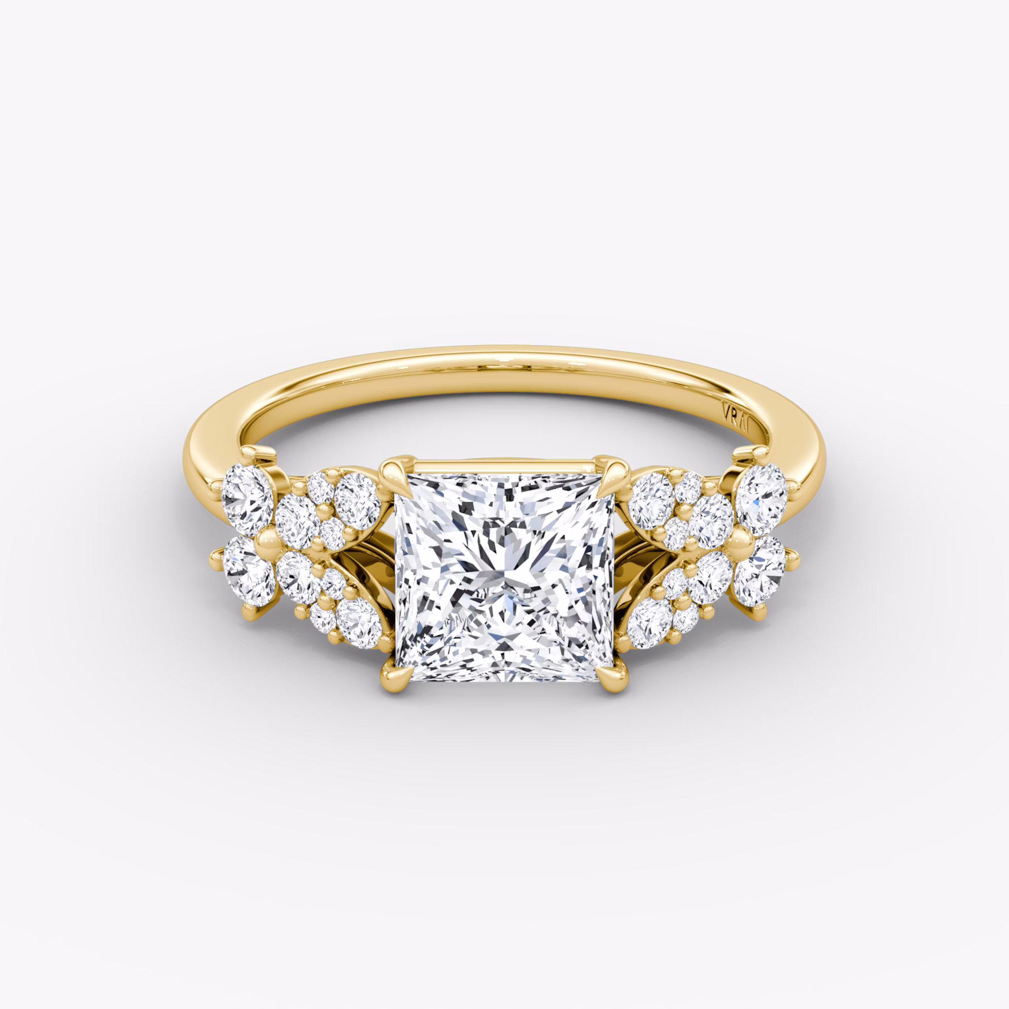 The Signature Floral | Princess | 18k | Yellow Gold | bandAccent: Plain | diamondOrientation: vertical | caratWeight: other