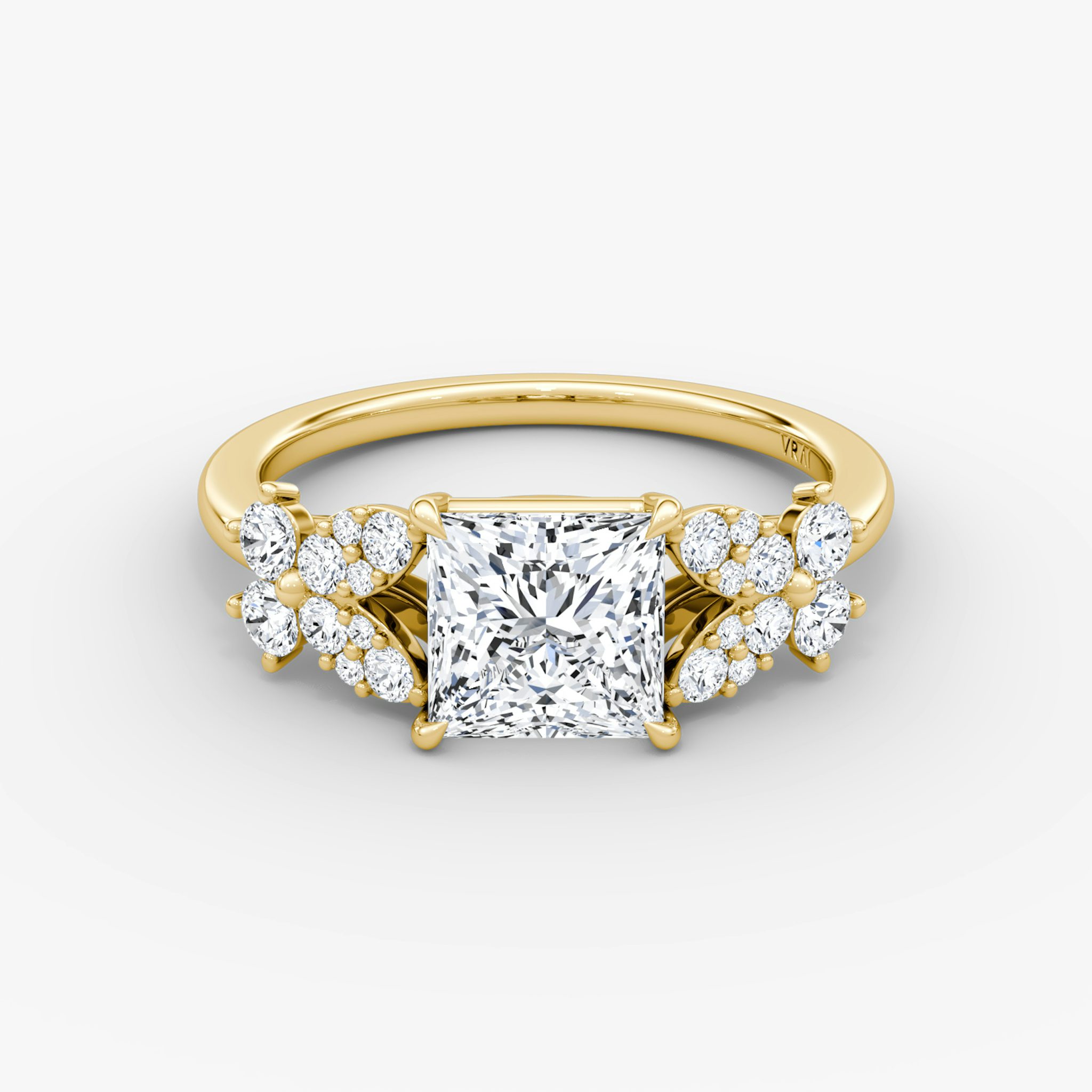 The Signature Floral | Princess | 18k | Yellow Gold | bandAccent: Plain | diamondOrientation: vertical | caratWeight: other