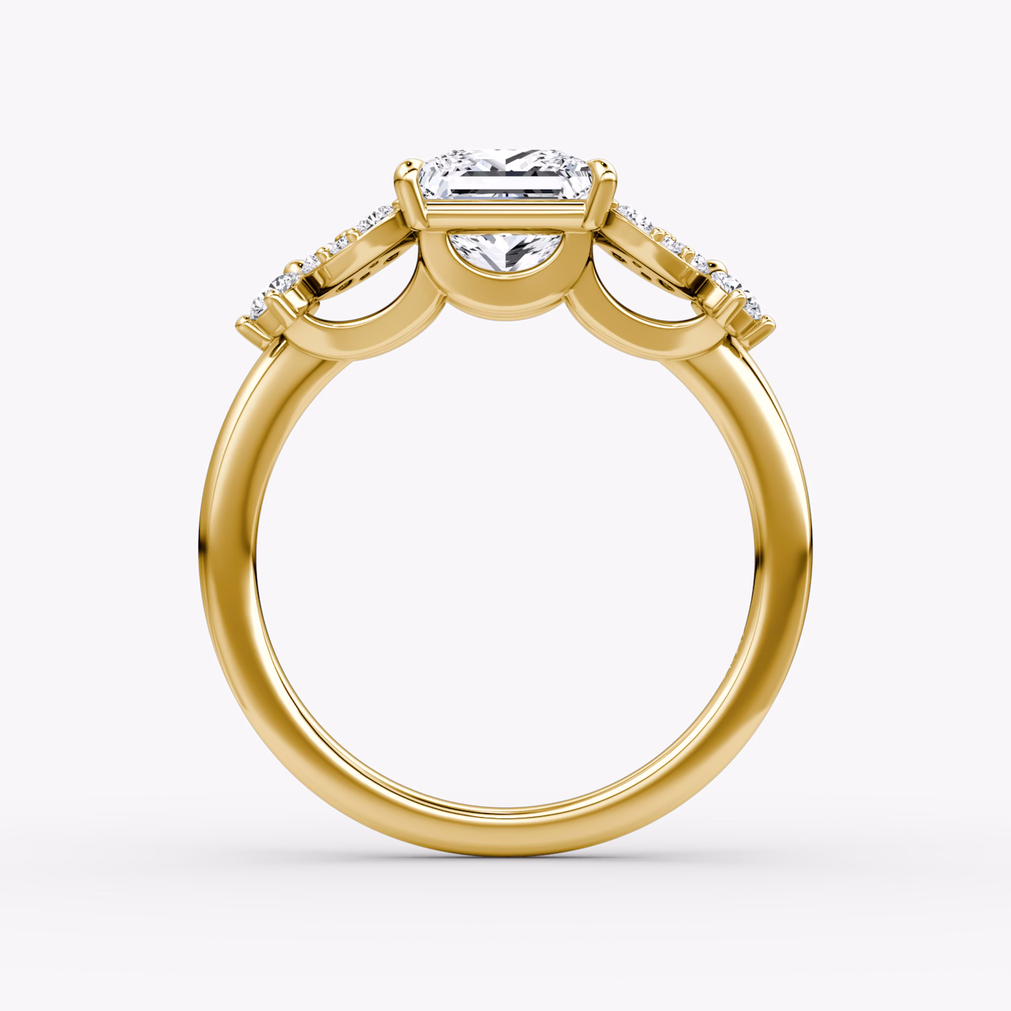 The Signature Floral | Princess | 18k | Yellow Gold | bandAccent: Plain | diamondOrientation: vertical | caratWeight: other