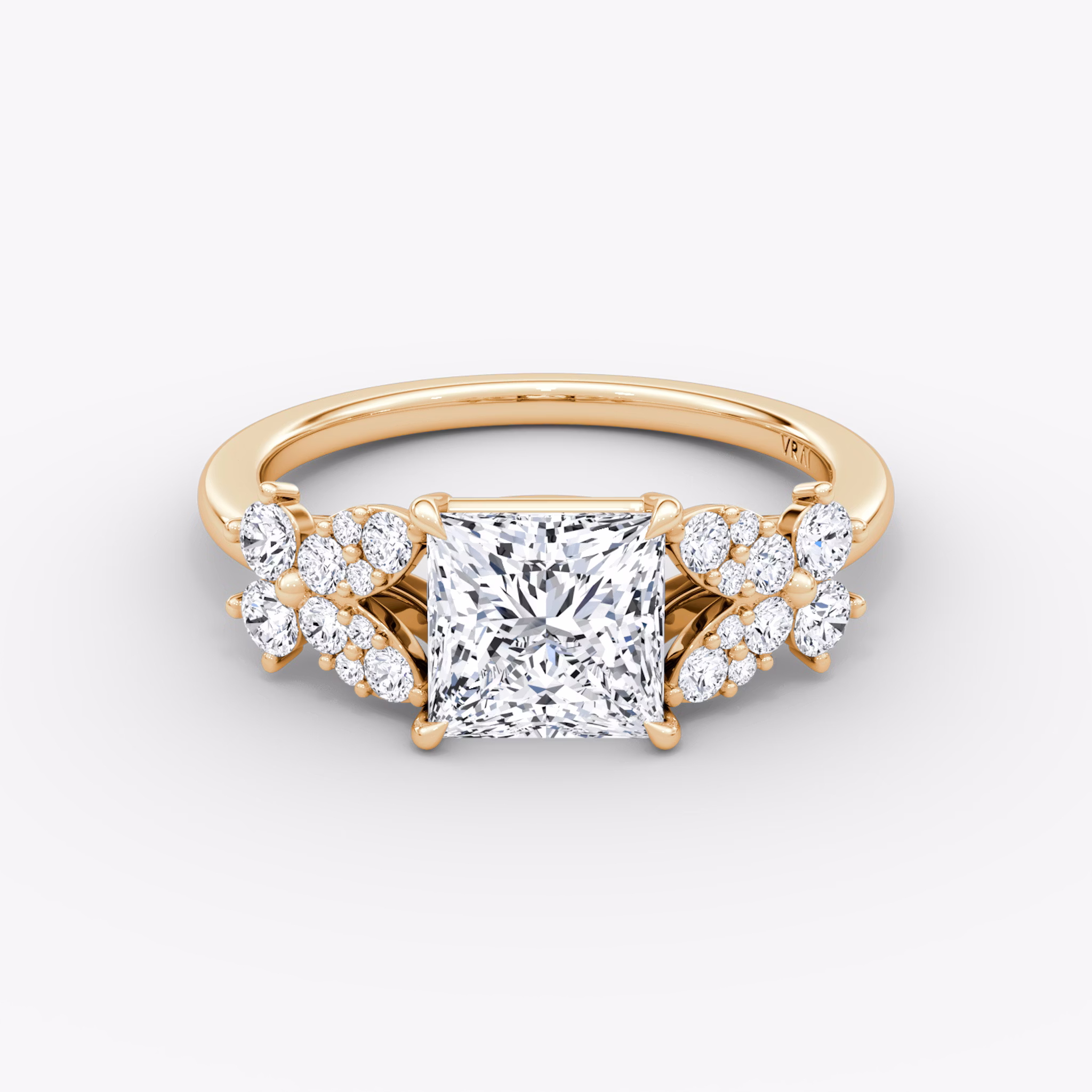 The Signature Floral | Princess | 14k | Rose Gold | bandAccent: Plain | diamondOrientation: vertical | caratWeight: other