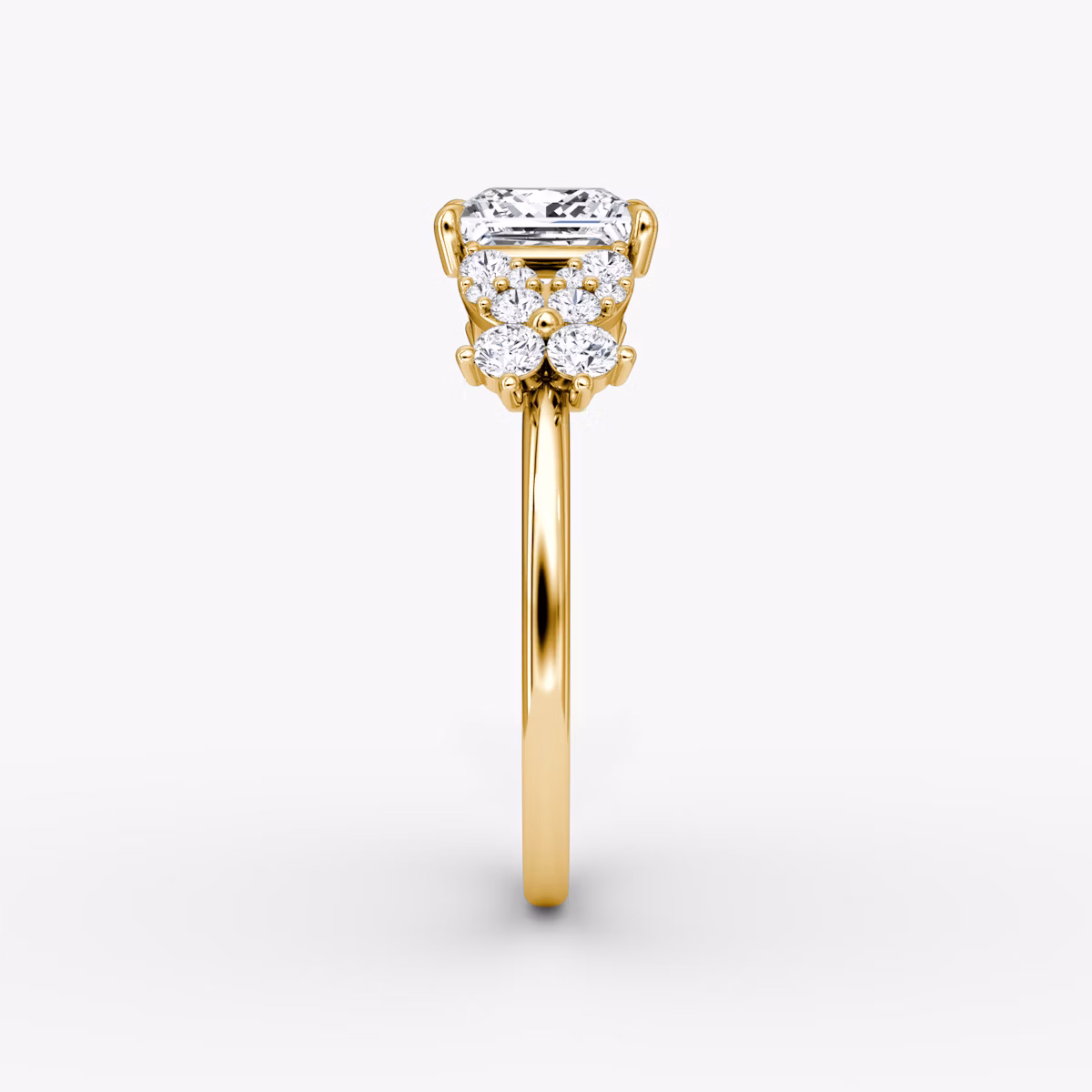 The Signature Floral | Princess | 18k | Yellow Gold | bandAccent: Plain | diamondOrientation: vertical | caratWeight: other