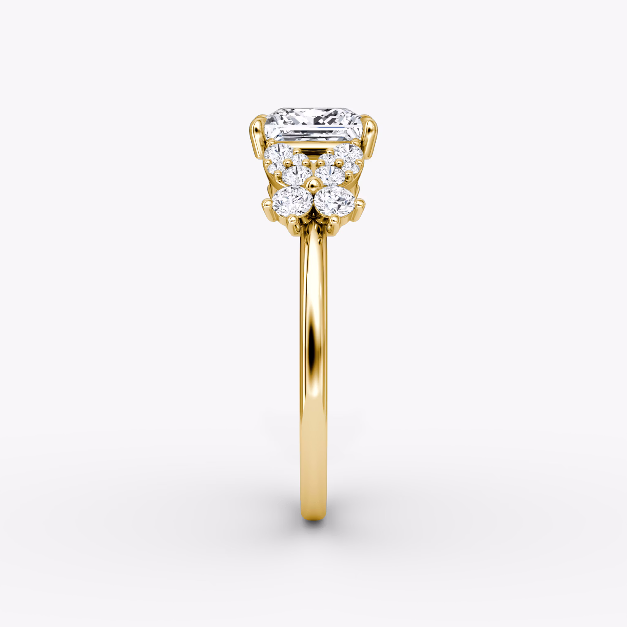 The Signature Floral | Princess | 18k | Yellow Gold | bandAccent: Plain | diamondOrientation: vertical | caratWeight: other