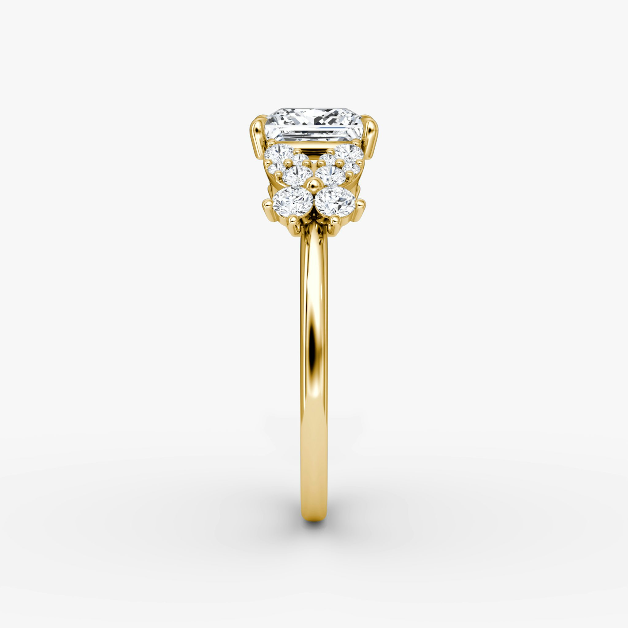 The Signature Floral | Princess | 18k | Yellow Gold | bandAccent: Plain | diamondOrientation: vertical | caratWeight: other