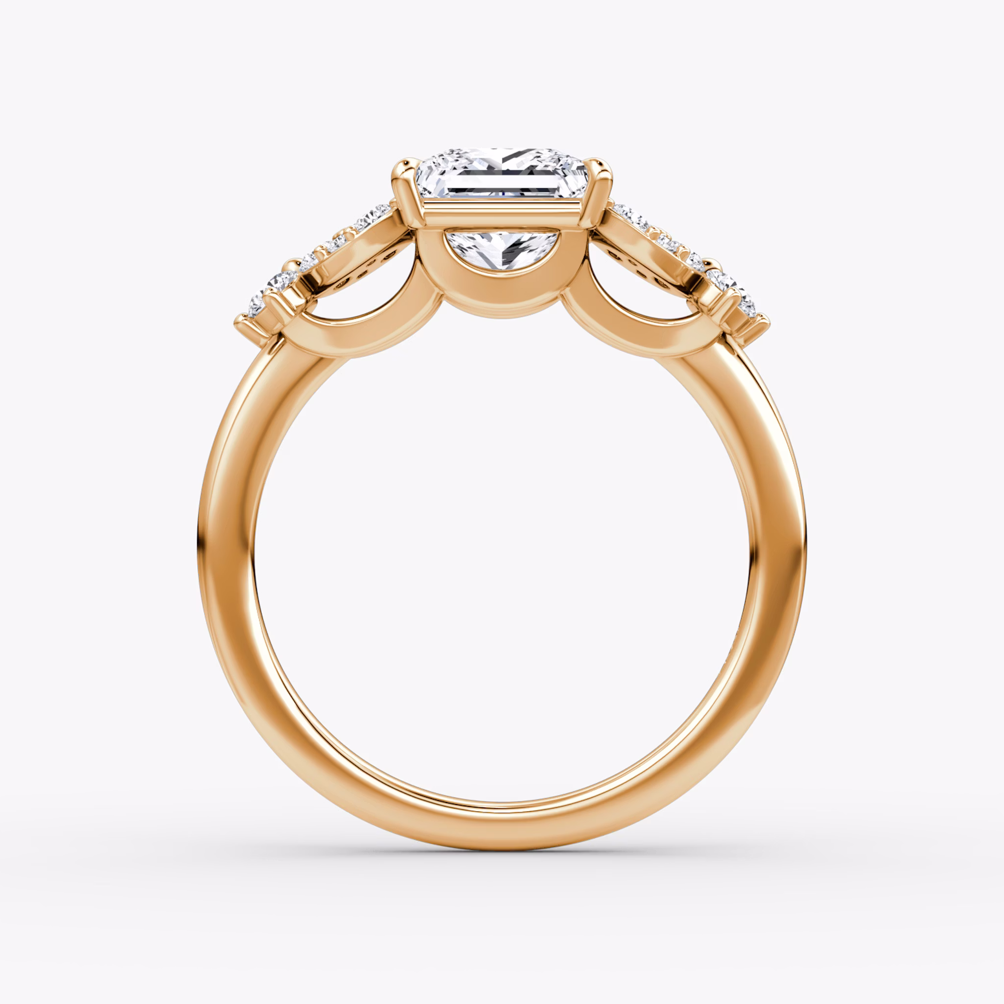 The Signature Floral | Princess | 14k | Rose Gold | bandAccent: Plain | diamondOrientation: vertical | caratWeight: other