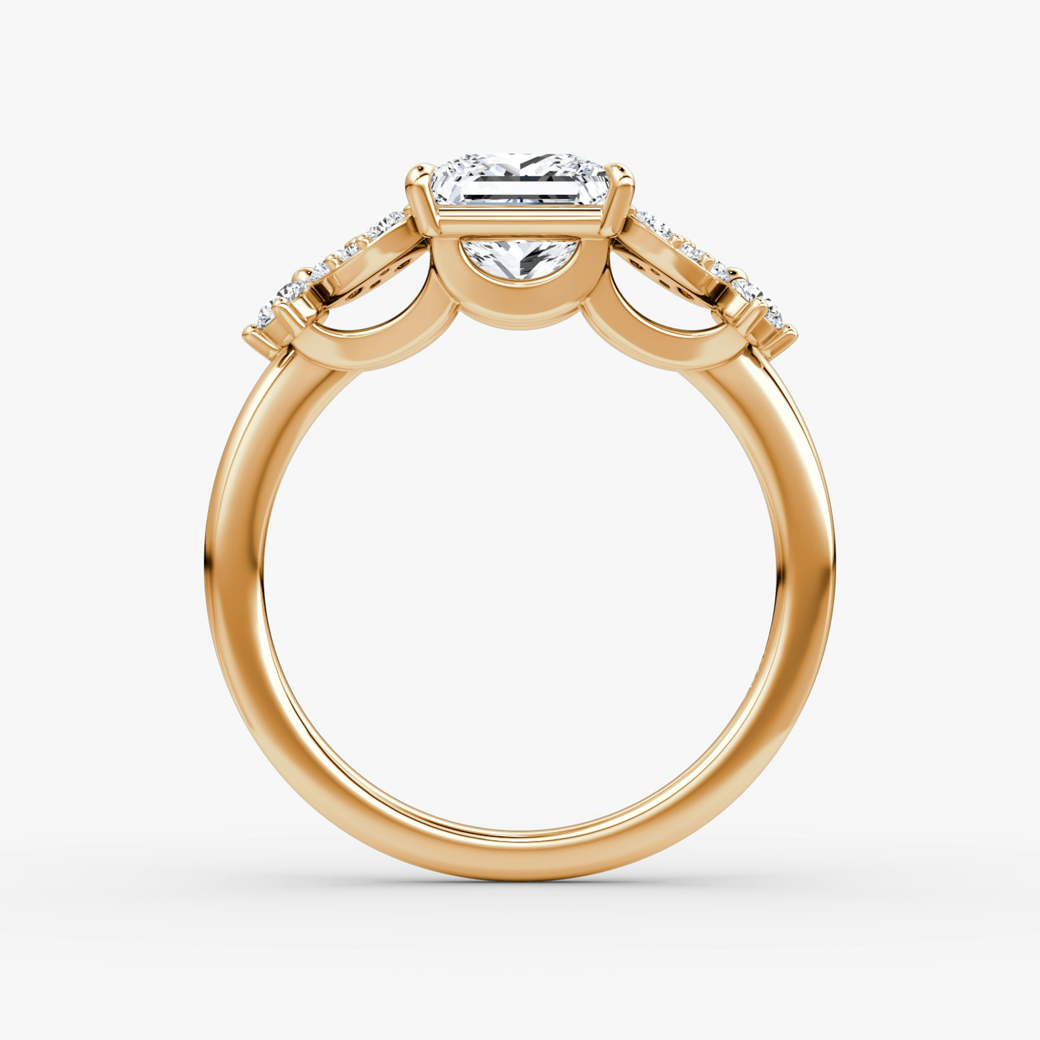 The Signature Floral | Princess | 14k | Rose Gold | bandAccent: Plain | diamondOrientation: vertical | caratWeight: other